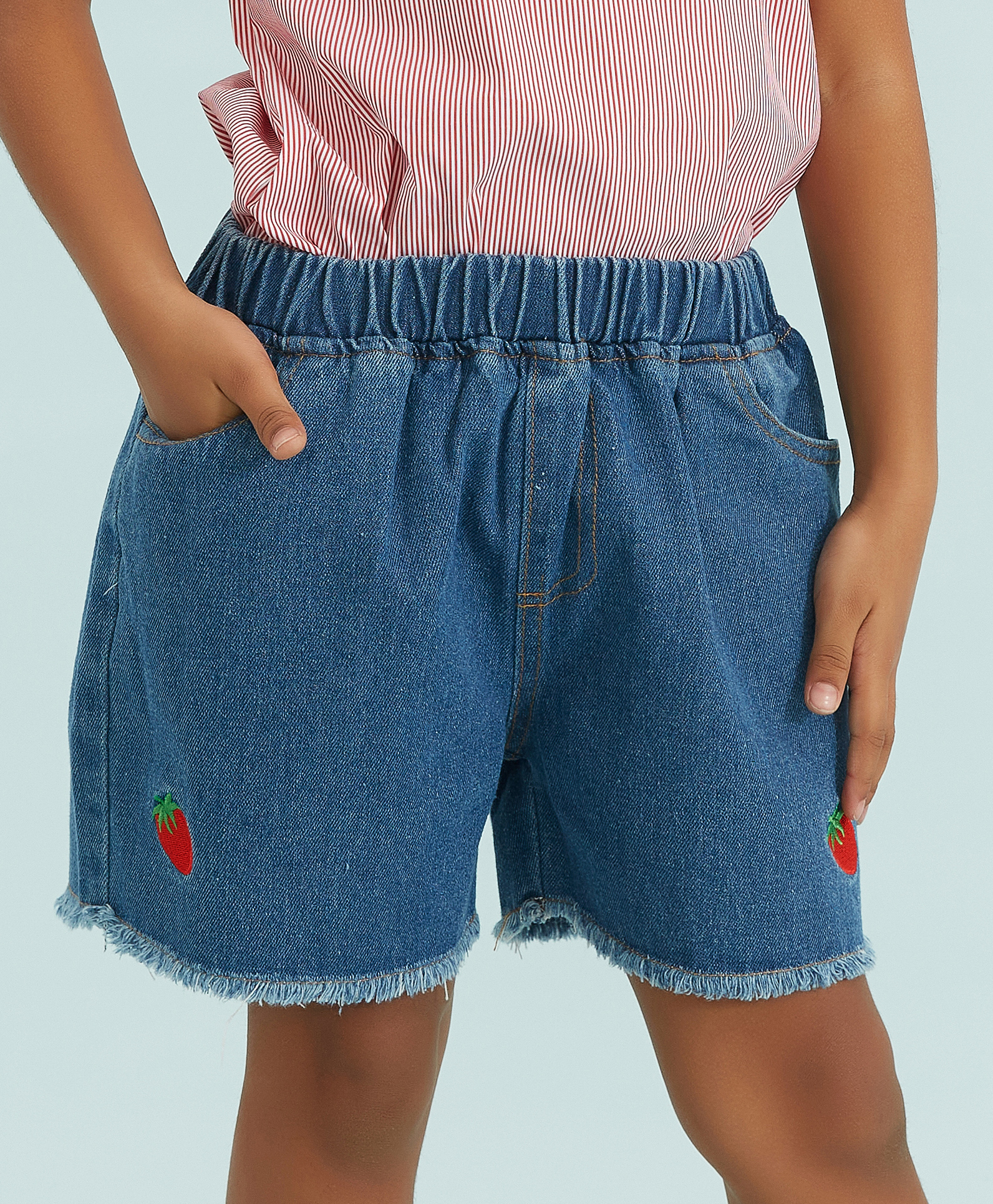 Kookie Kids Denim Shorts Embroidery Design - Blue-image-27