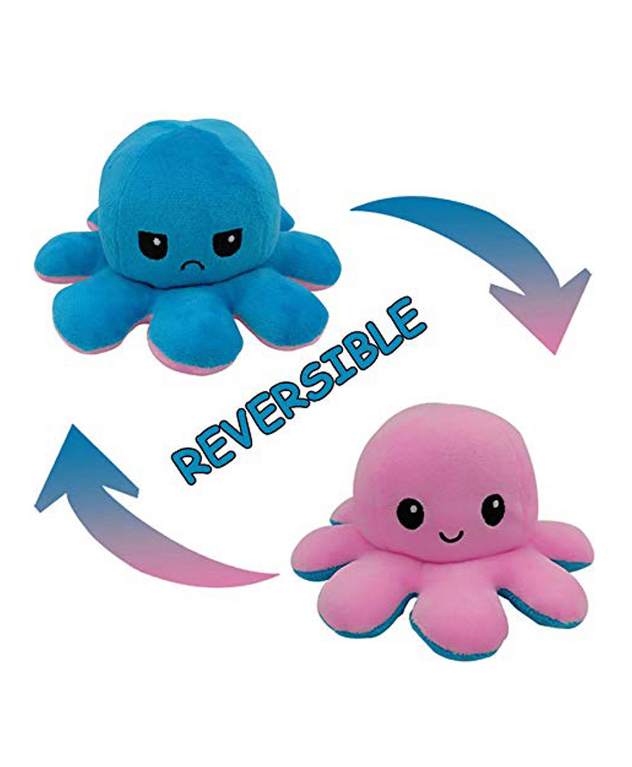 DearJoy Reversible Octopus Soft Toy Blue Pink - Length 17 cm-image-19