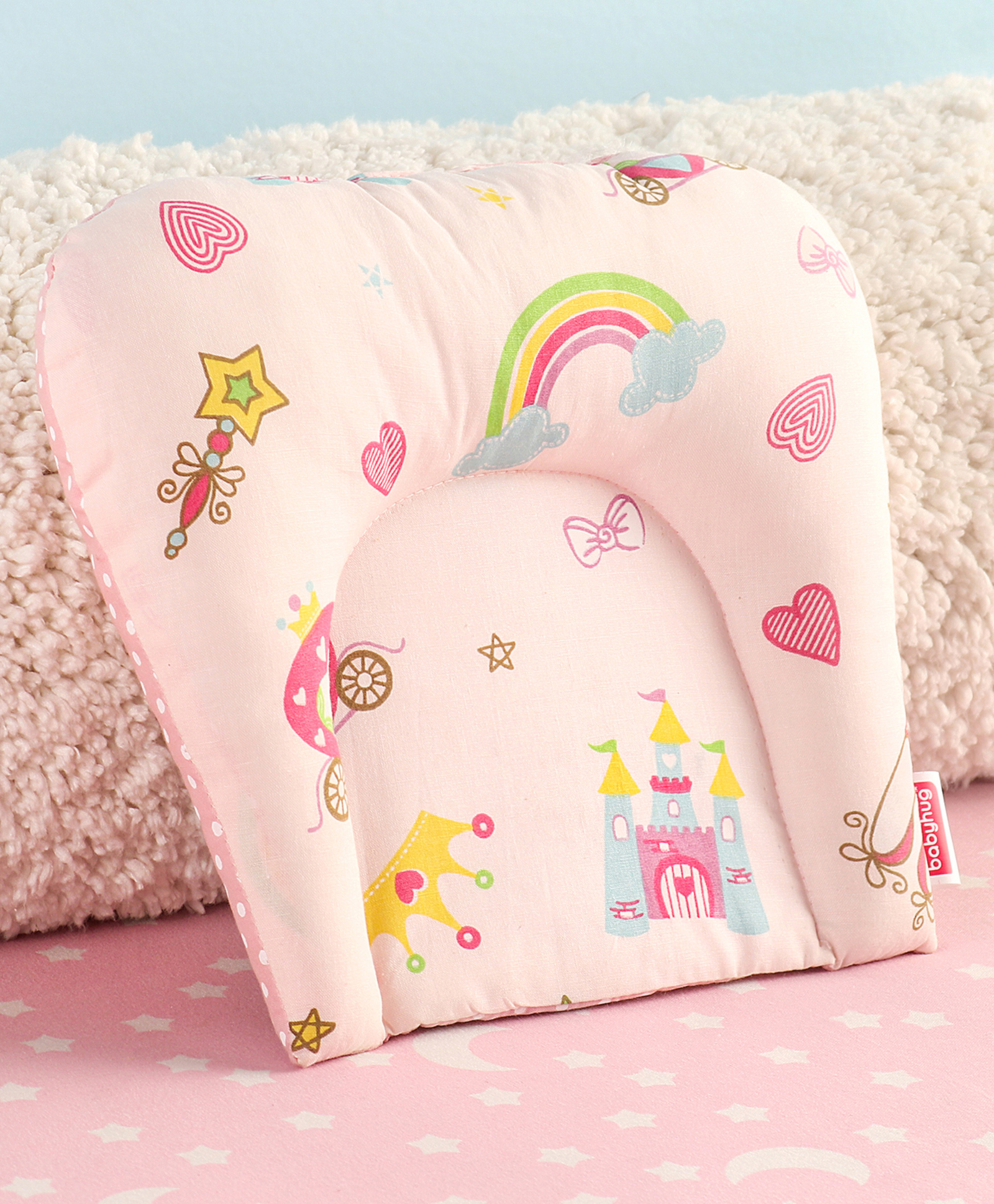 Babyhug U Shaped Pillow Princess Castle Print - Pink-image-49