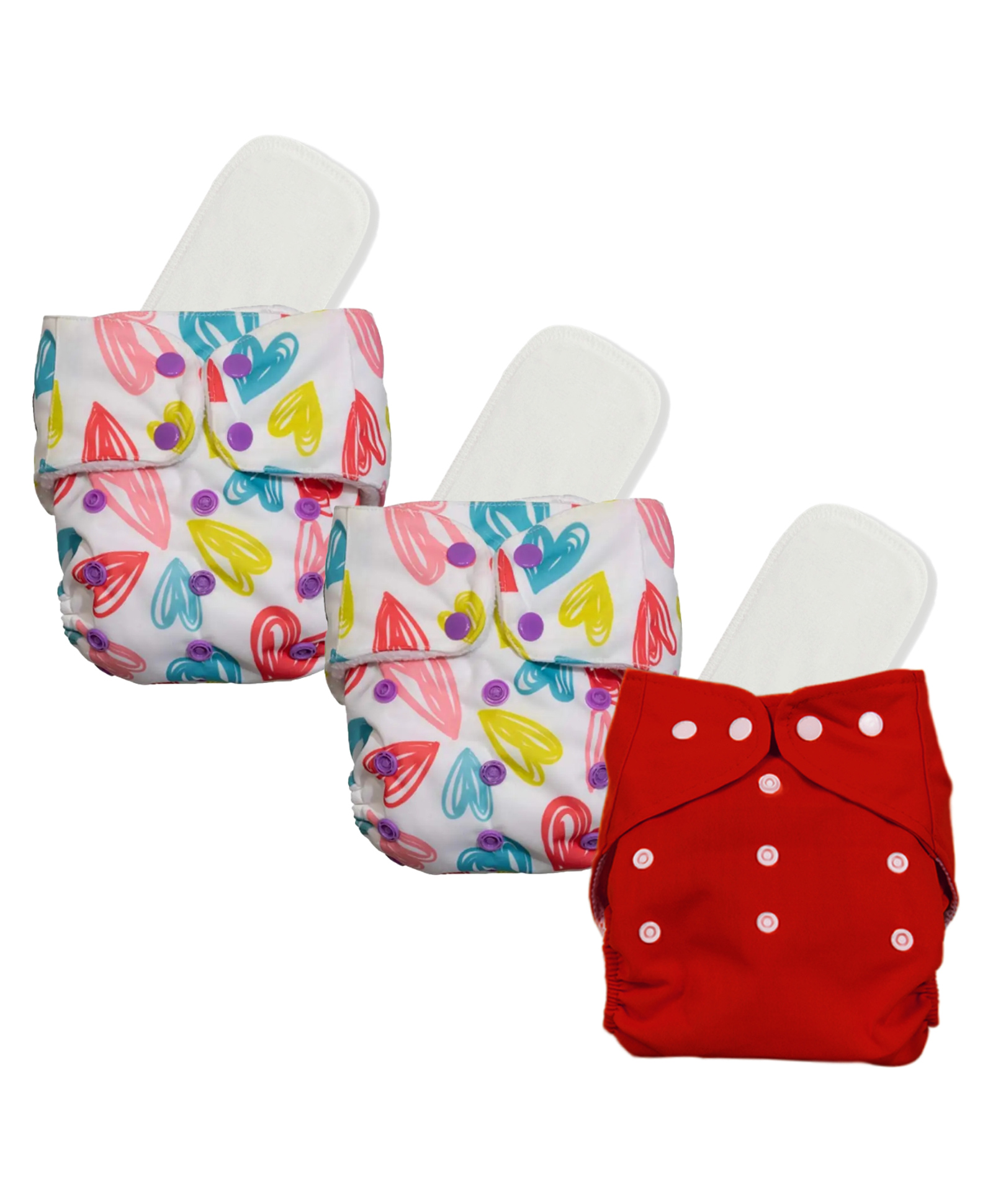 Mylo Baby Freesize Adjustable Cloth Diapers with 3 Free Insert Oeko Tex Certified Pack of 3 - Red Heart Print-picture-35