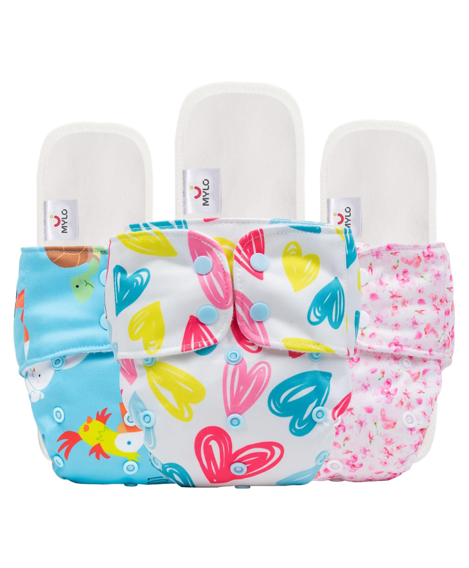 Mylo Baby Freesize Adjustable Cloth Diapers with 2 Free Insert Oeko Tex Certified Pack of 2 - ABC Rainbow Multicolour-picture-20
