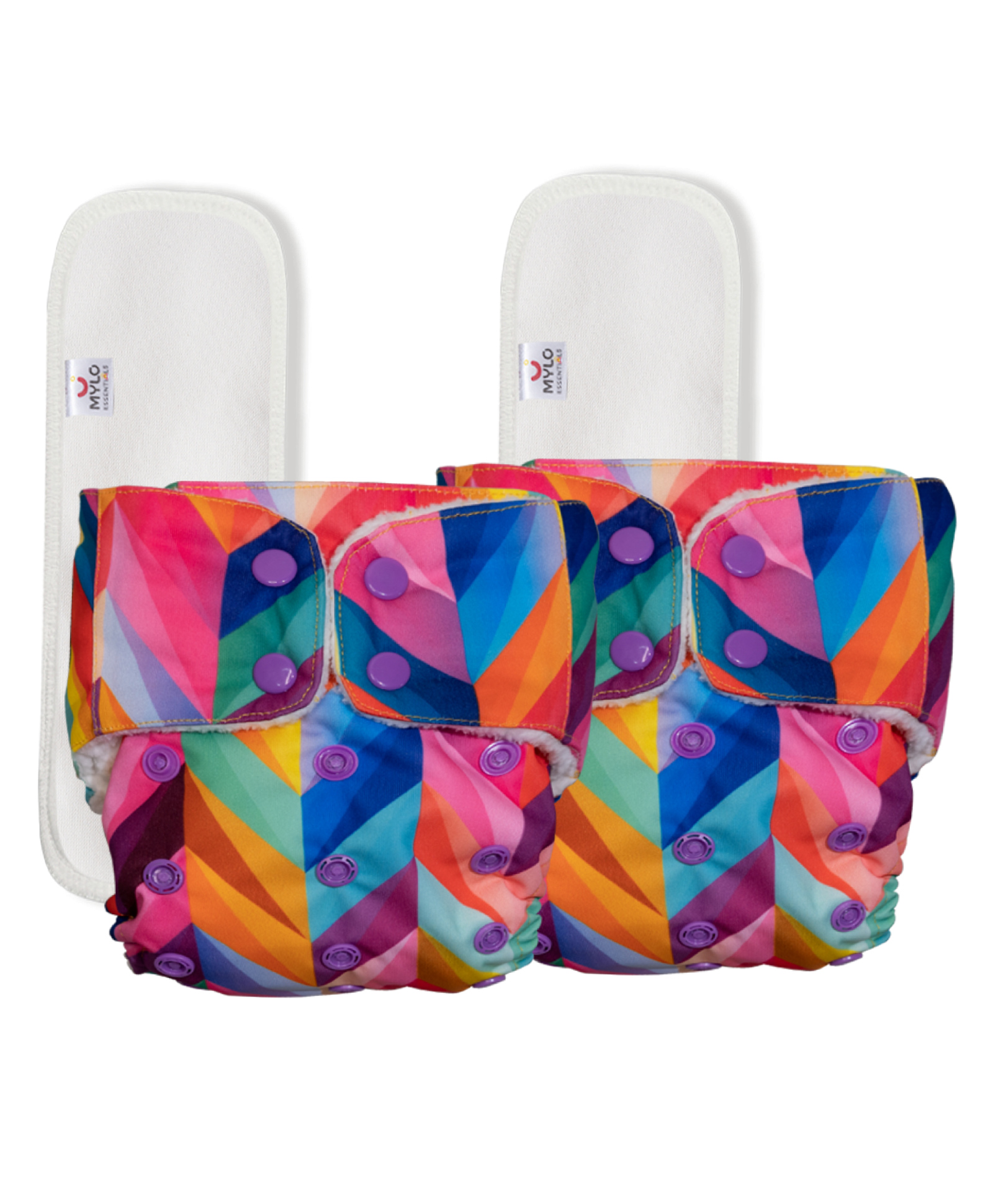 Mylo Baby Freesize Adjustable Cloth Diapers with 2 Free Insert Oeko Tex Certified Pack of 2 - Rainbow-picture-20
