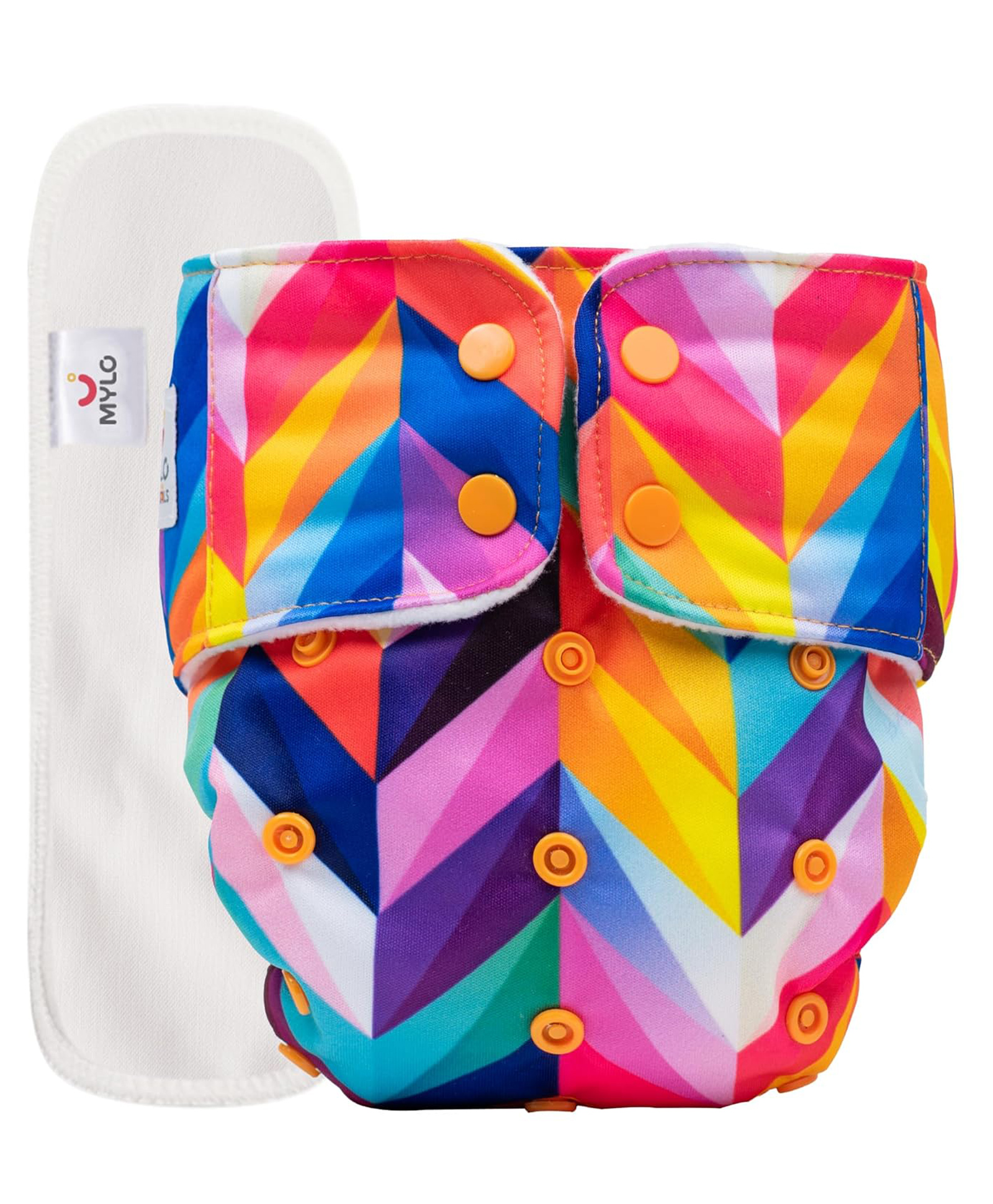 Mylo Baby Freesize Adjustable Cloth Diapers with 1 Free Insert Oeko Tex Certified Pack of 1 Rainbow Print - Multicolour-picture-39