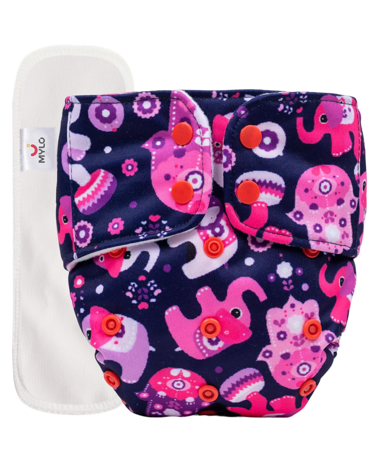Mylo Baby Freesize Adjustable Cloth Diapers with 1 Free Insert Oeko Tex Certified - Purple Love-picture-46