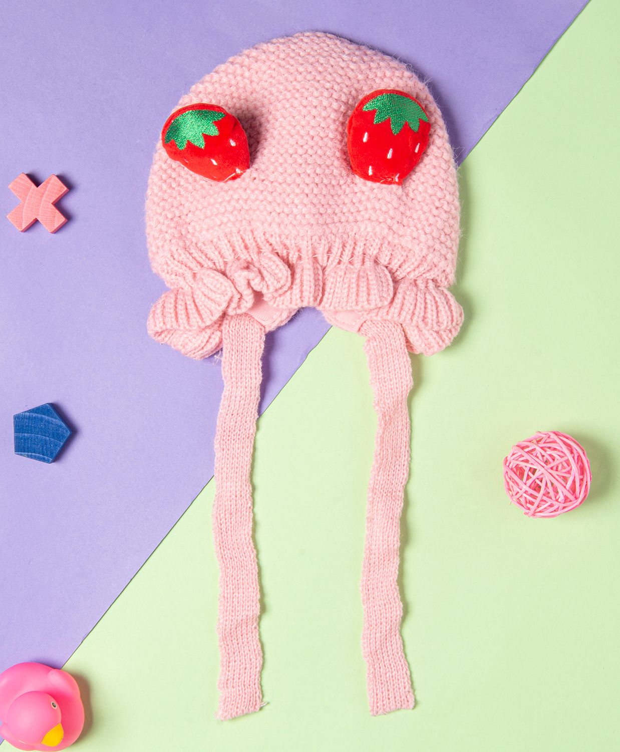 Baby Moo Strawberry Patch Tie Knot Cap - Pink-image-23
