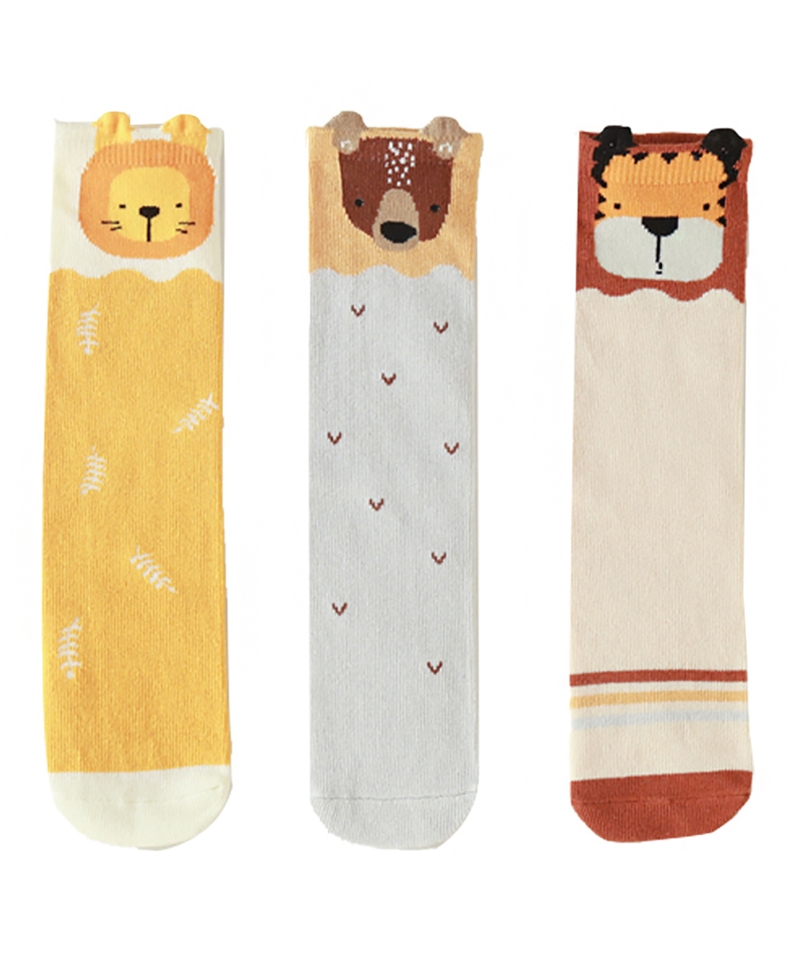 SYGA Non Slip Knee Length Cotton Trainer Socks Pack of 3 Pairs - Yellow White Peach-image-14