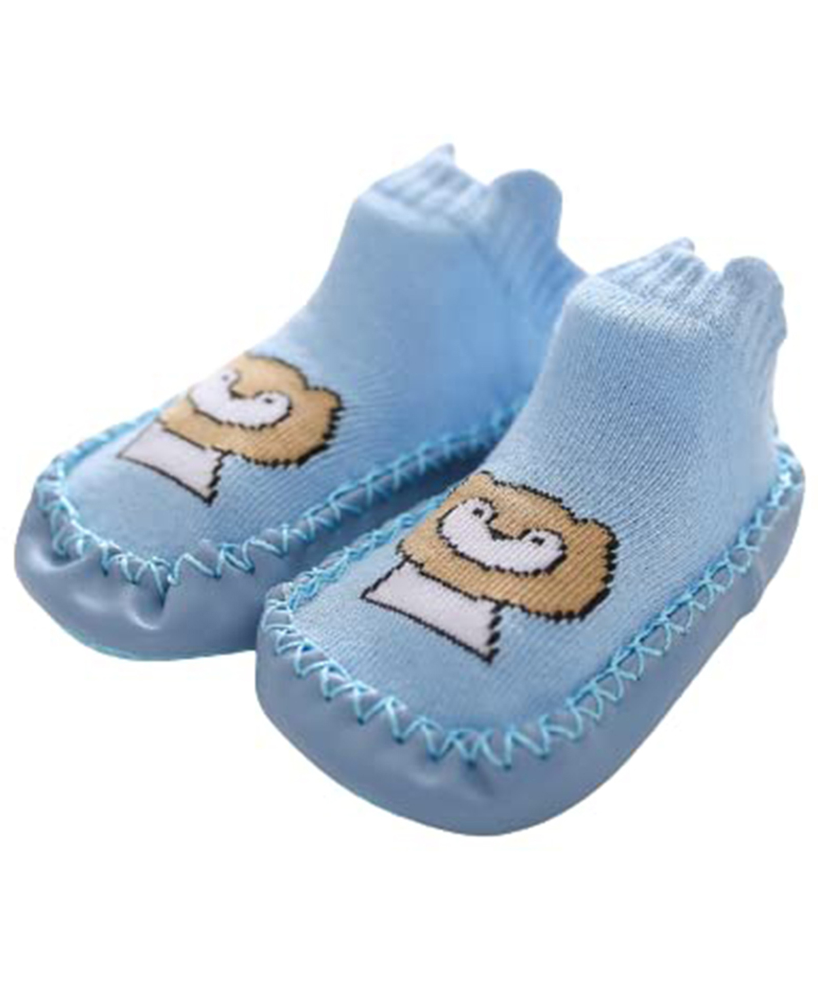 MOMISY Anti Skid Leather Soled Shoe Socks - Blue-image-40