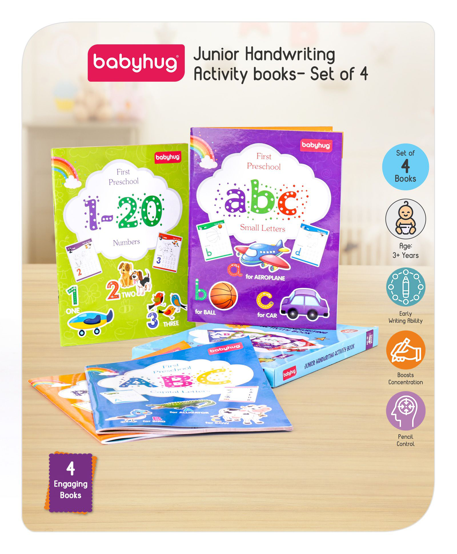 Babyhug Junior Handwriting Activity Books Pack Of 4 - English-image-9