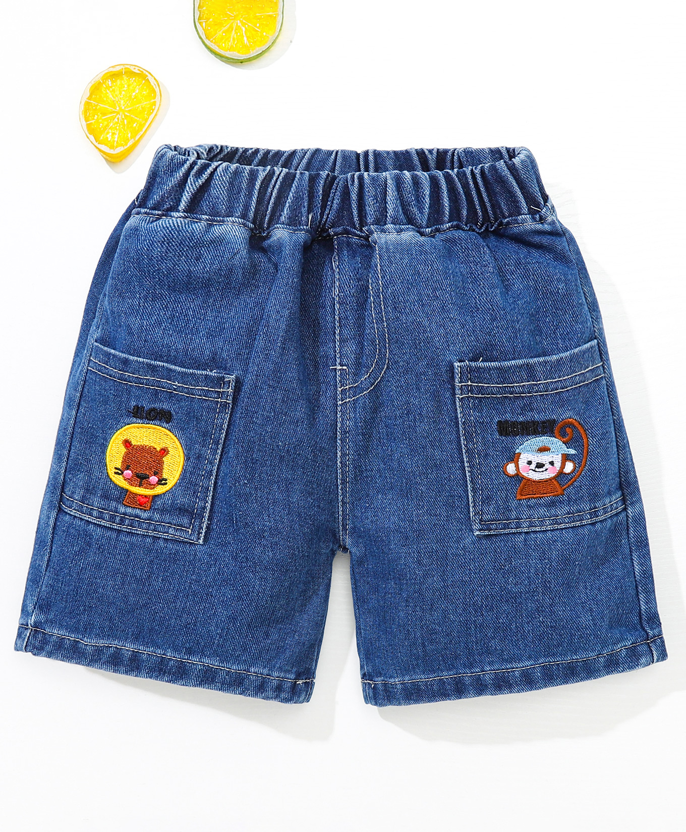 Buy Kookie Kids Denim Washed Shorts Solid With Animal Embroidery - Blue for  Boys (3-4 Years) Online in India, Shop at  - 10508594