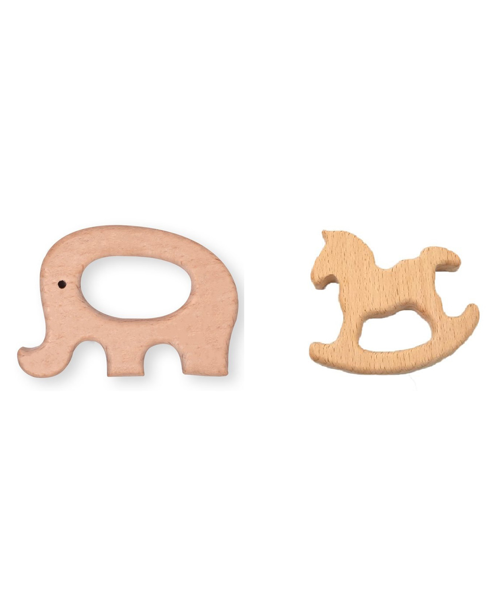 Enorme Organic Non Toxic Wooden Elephant & Horse Teethers Pack of 2 - Brown-image-3