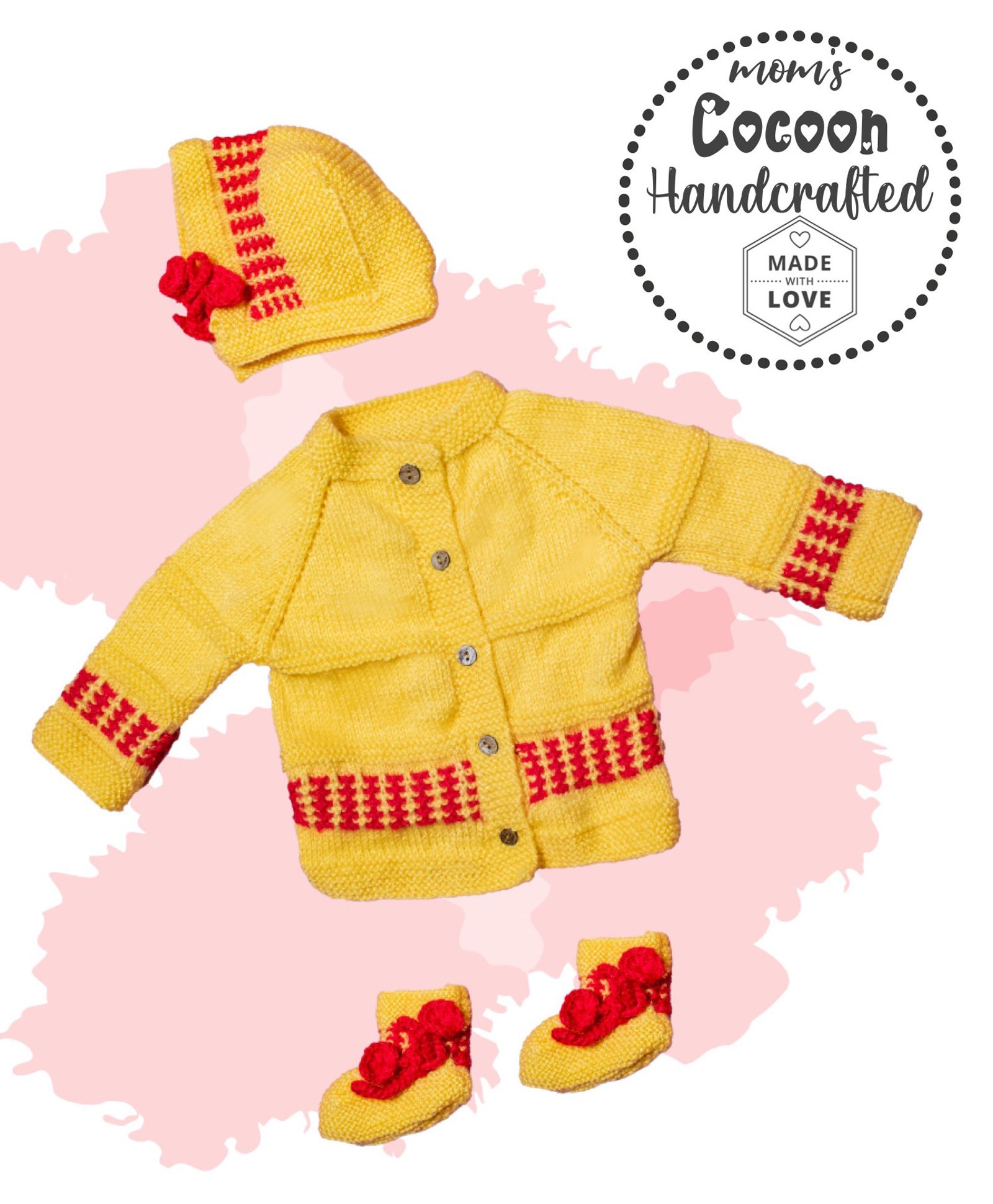 COCOON ORGANICS Handcrafted Full Sleeves Sweater With Cap & Socks - Yellow-image-48