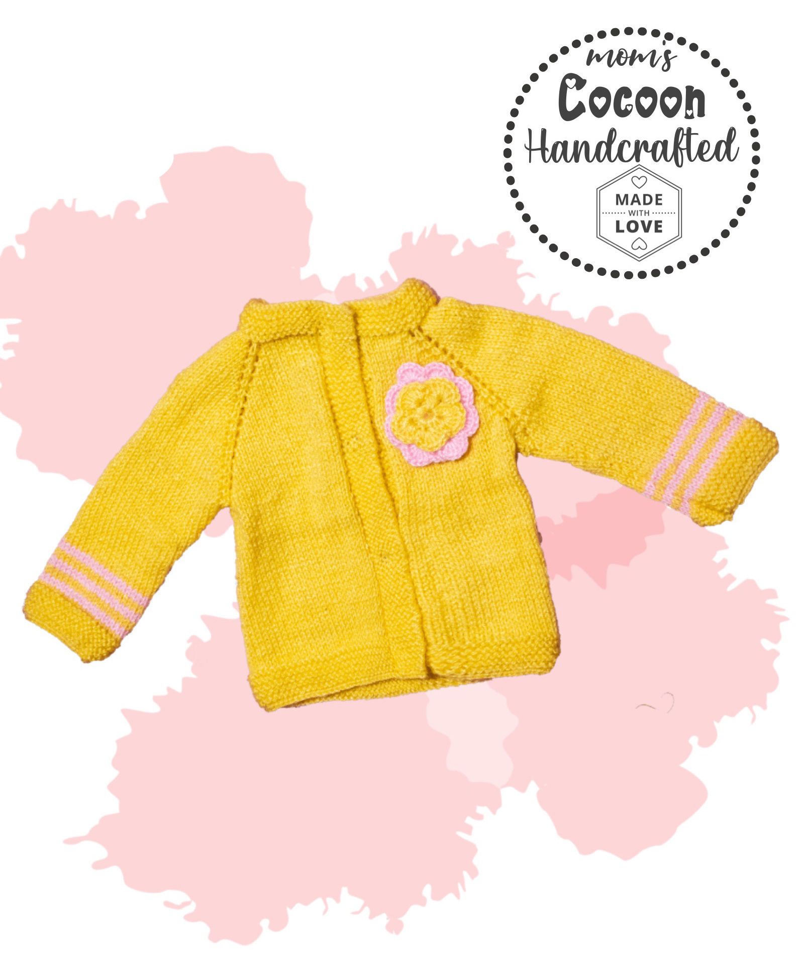 COCOON ORGANICS Full Sleeves Handcrafted Floral Applique Shrug - Yellow-image-3