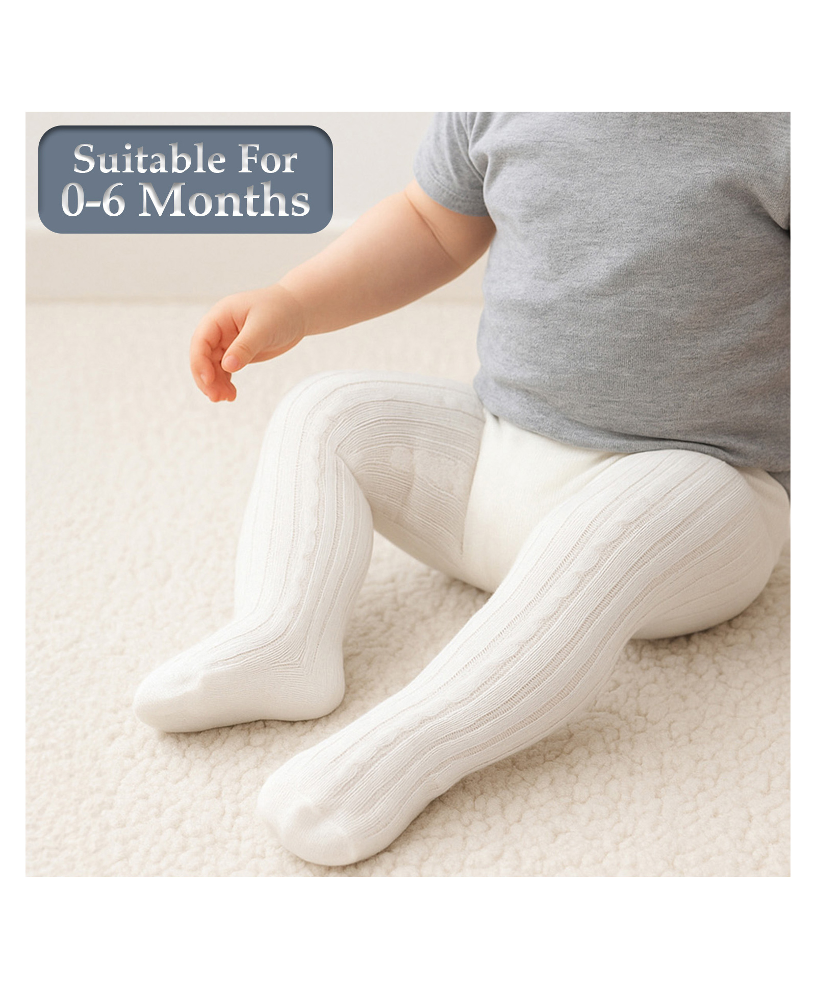 SYGA Cotton Solid Knit Tight Leggings - White-image-34
