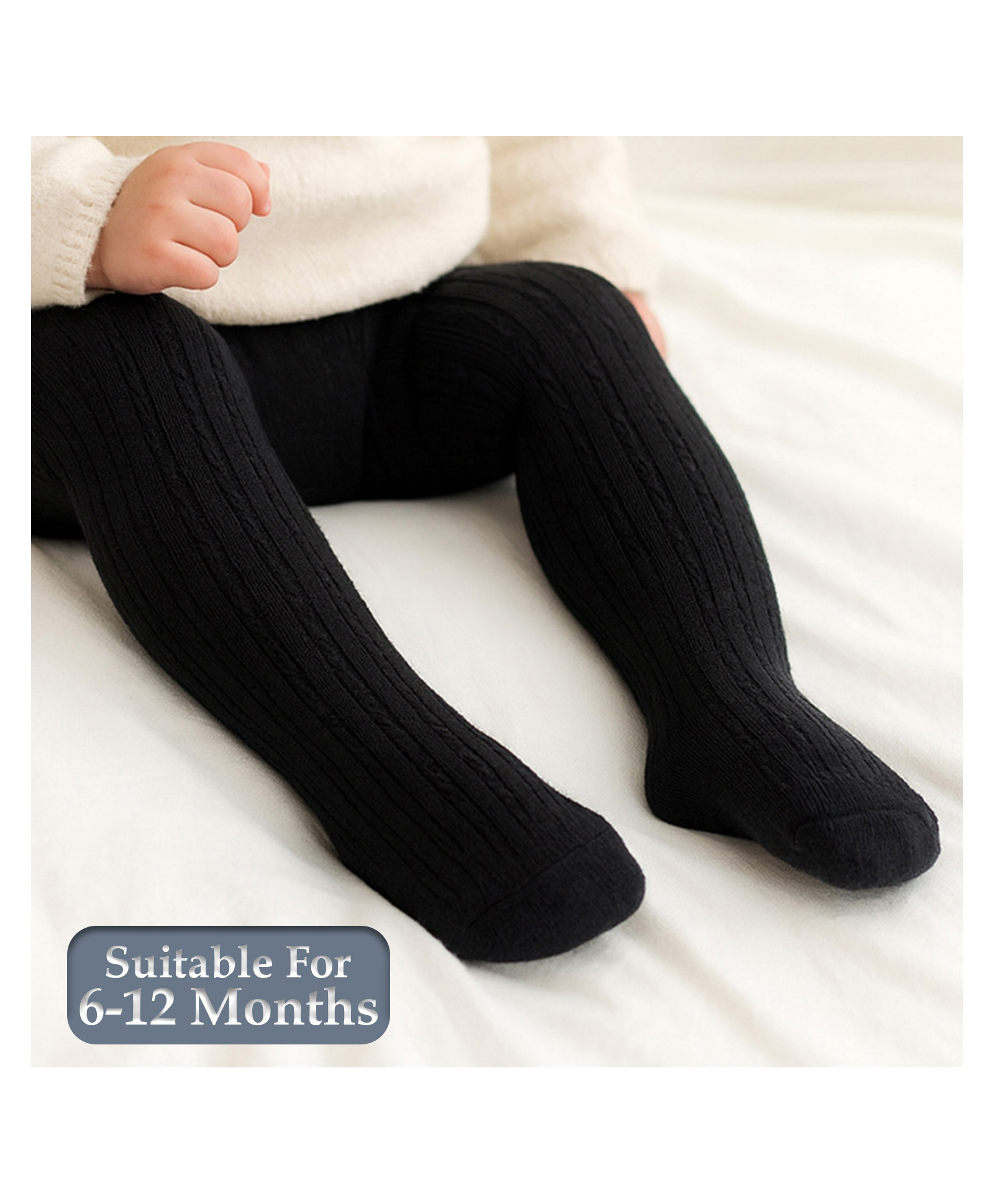 SYGA Cotton Solid Knit Tight Leggings - Black-image-30