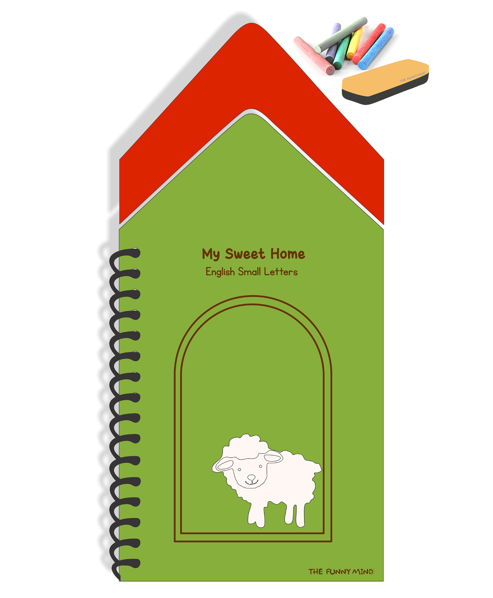 The Funny Mind Hut Shaped Wooden Reusable and Traced English Small Letters or Alphabets Writing Practice Chalk Book For Kids & Pre Learners - English-picture-12