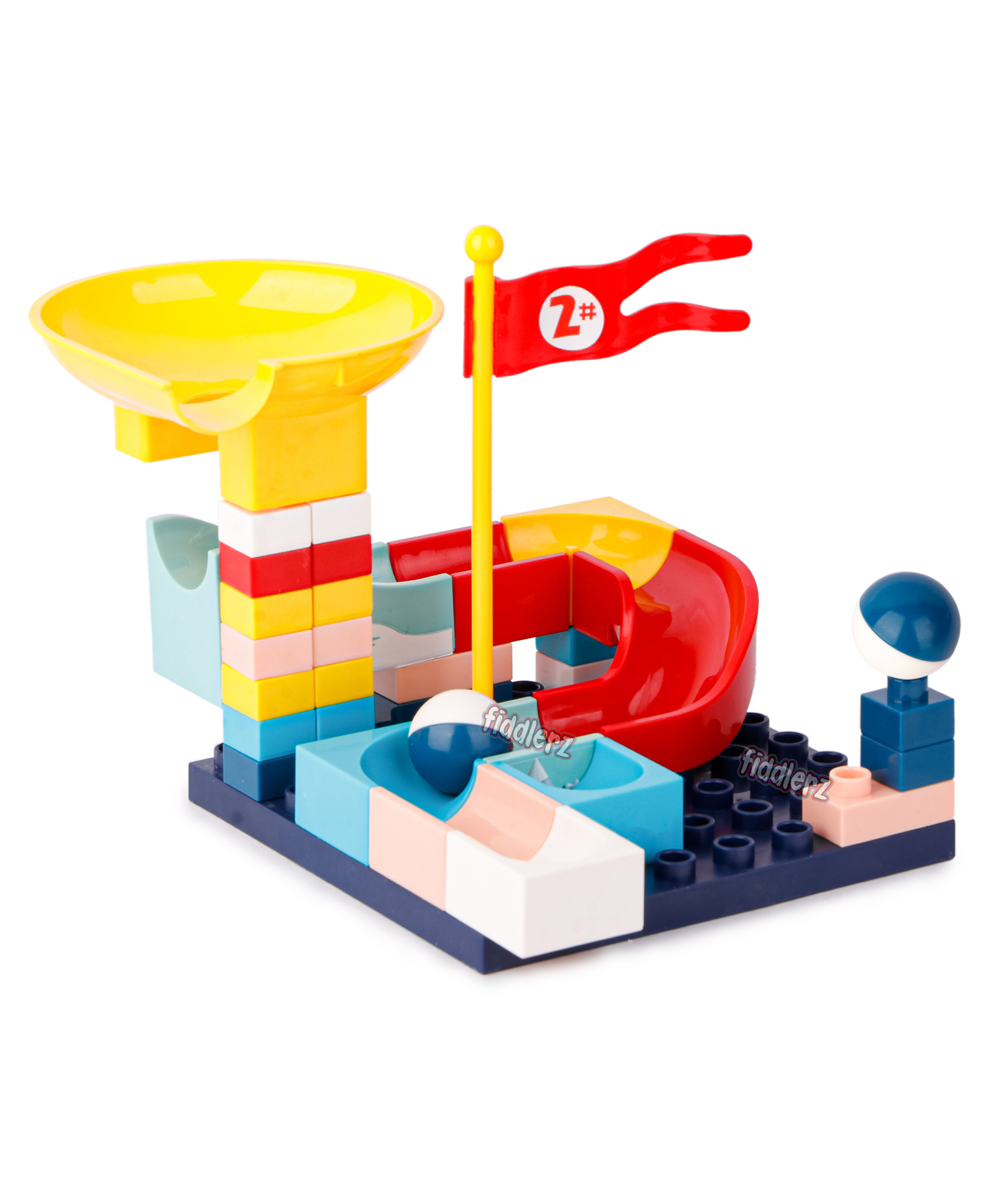 Fiddlerz 2 in 1 DIY Rolling Ball Drop Toys for KidsBuilding Blocks Puzzle Educational Learning Toy for Babies Boys & Girls - 38 Pieces-picture-19