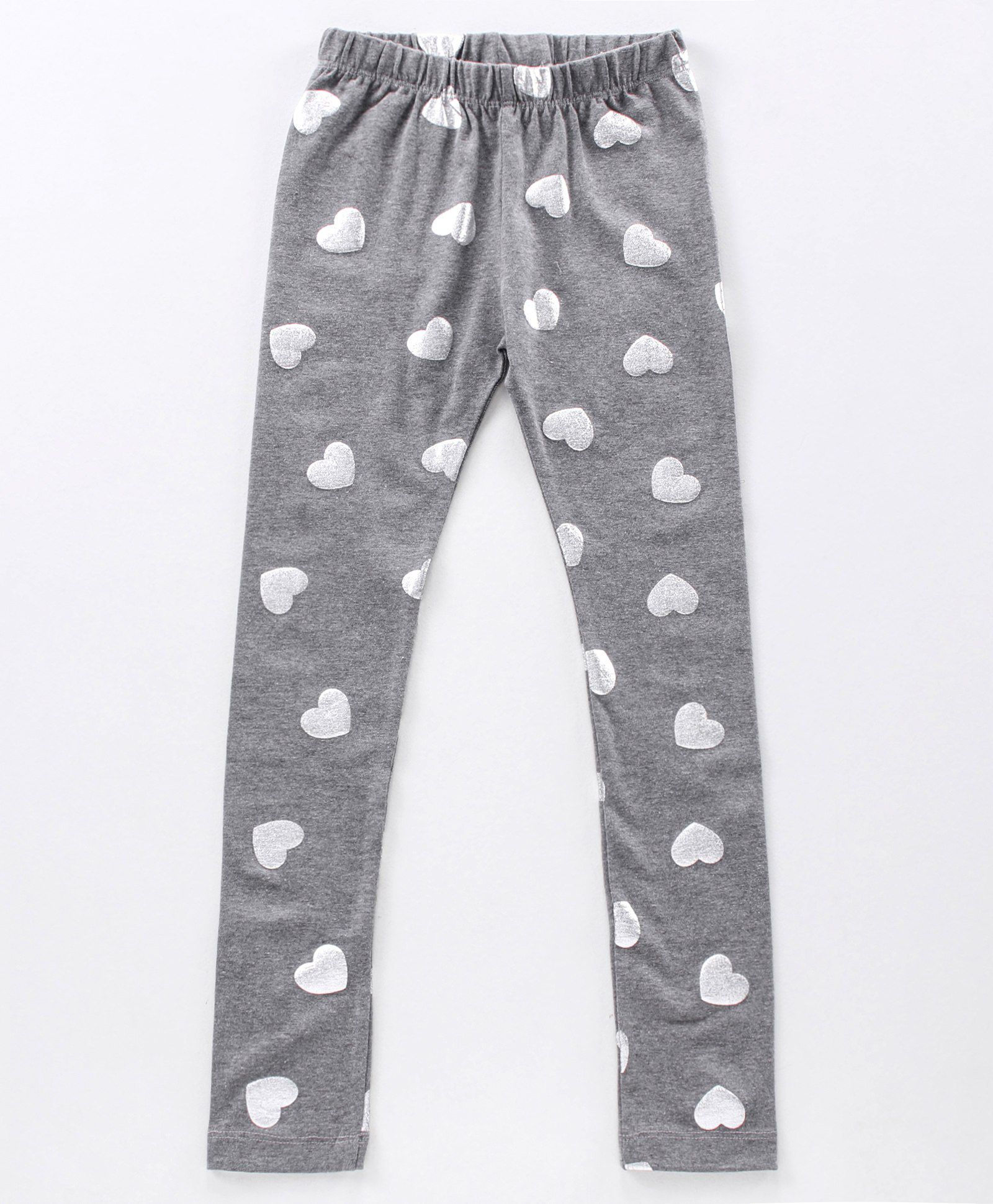 Earth Conscious Full Length All Over Heart Printed Leggings - Light Grey-image-18