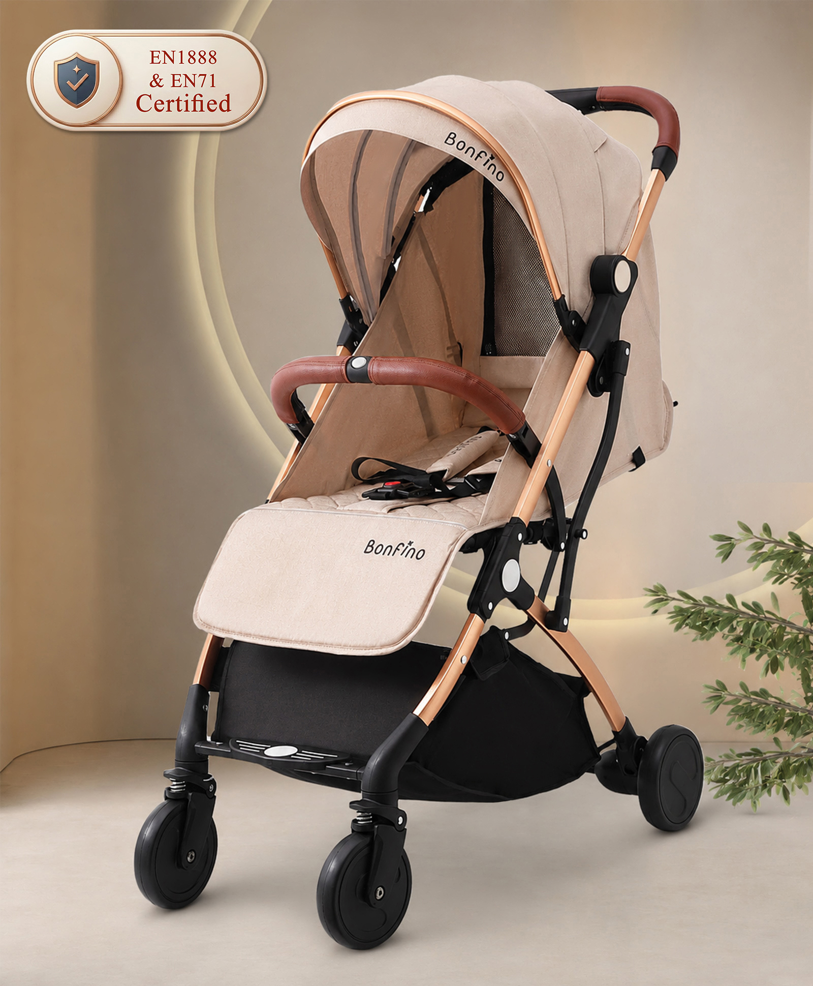 Bonfino Runway Cabin Stroller in Linen Fabric - Beige-picture-17