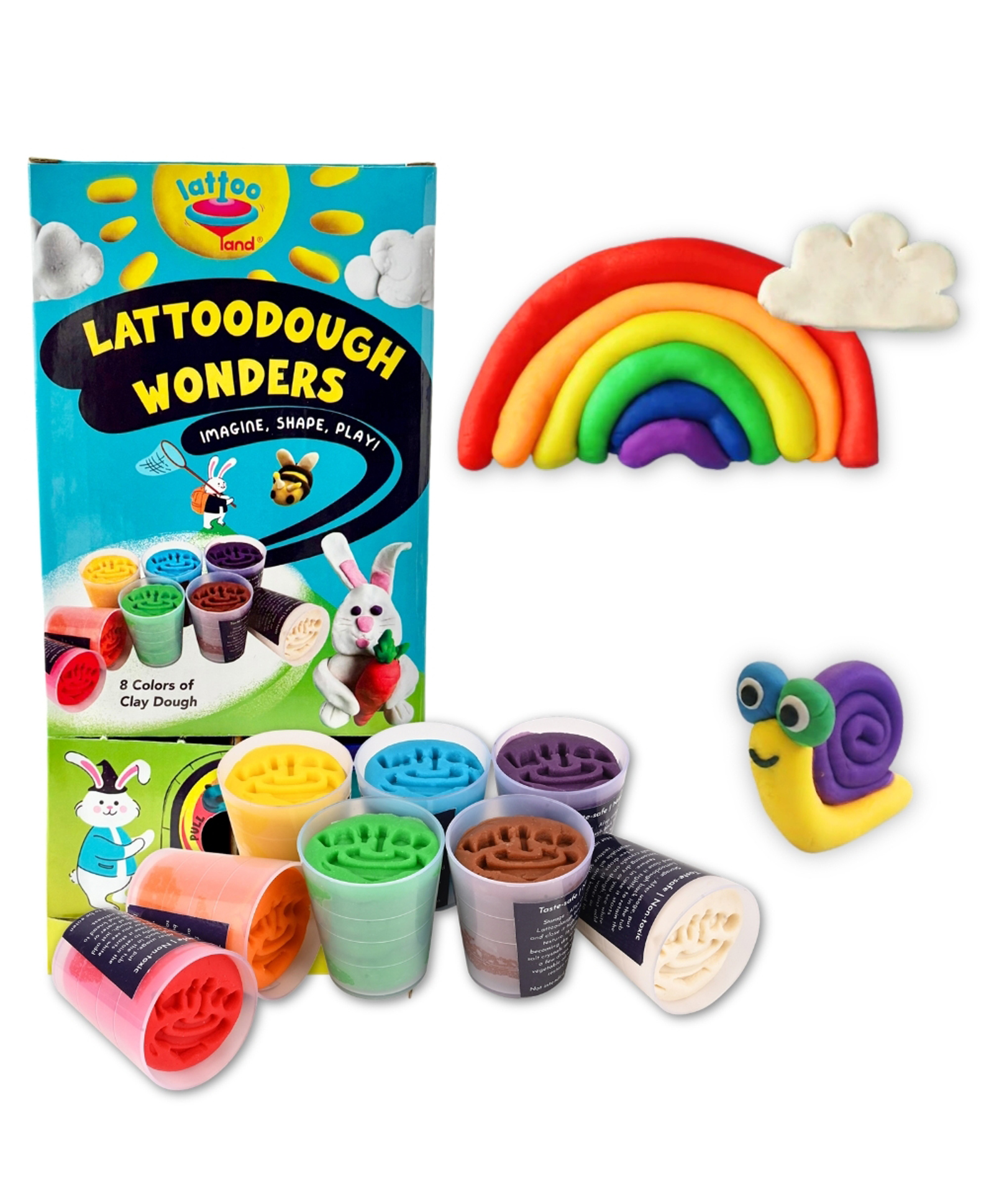 Lattooland Wonder Dough Set of 8 Colors of Taste Safe & Toxin Free Clay for Kids  - Multicolour-picture-26