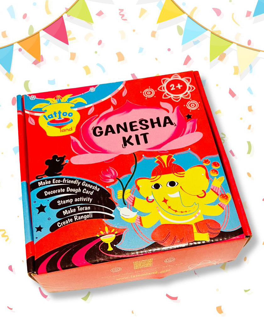 Lattooland DIY Ganesha Kit Make Eco Ganpati Rangoli Toran Stamp  - Multicolour-picture-28