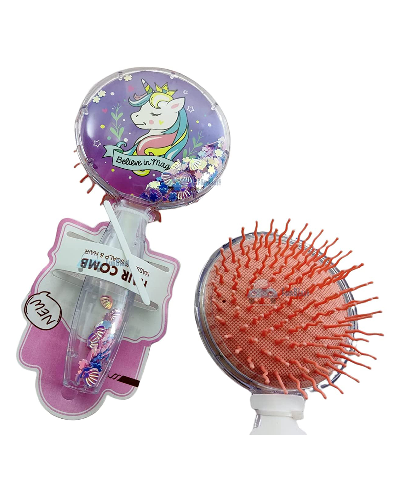FunBlast Unicorn Round Shape Glitter Brush - (Colour May Vary)-image-42