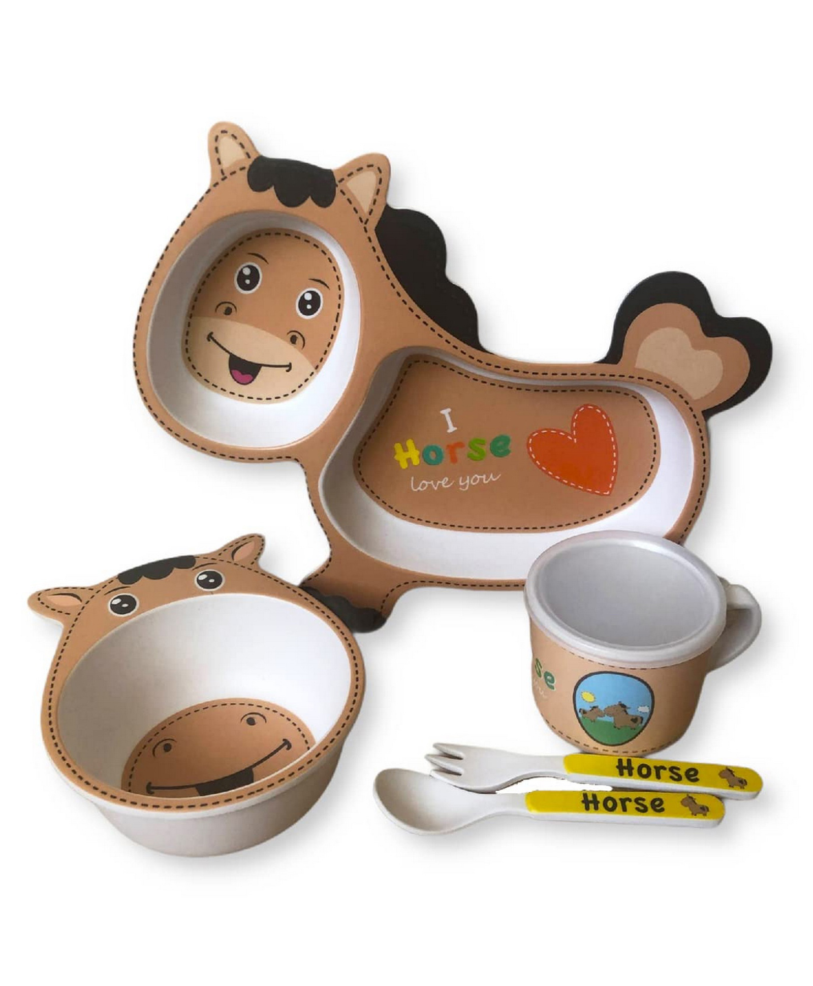 YAMAMA Horse Shape Bamboo Dinnerware Set of 5 - Multicolour-picture-26