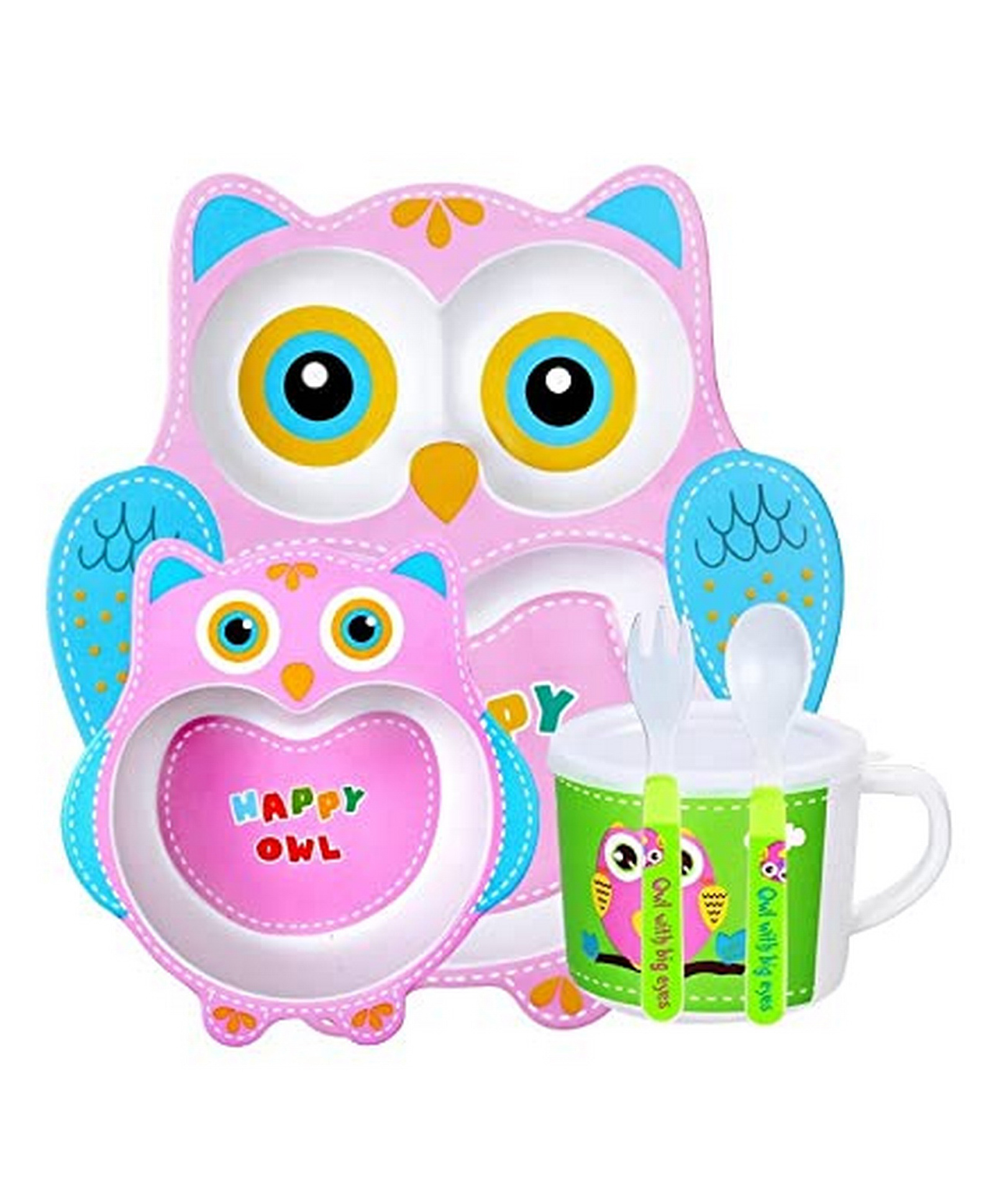 YAMAMA Owl Shape Bamboo Dinnerware Set of 5 - Multicolour-image-28