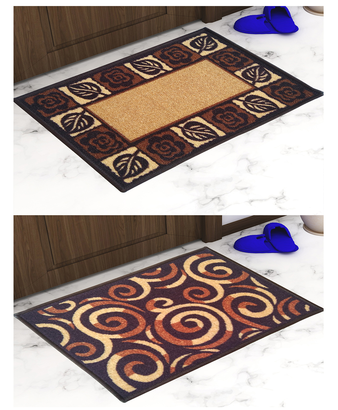 Athom Living Premium Anti Skid Doormat Pack of 2 - Yellow & Maroon-image-30