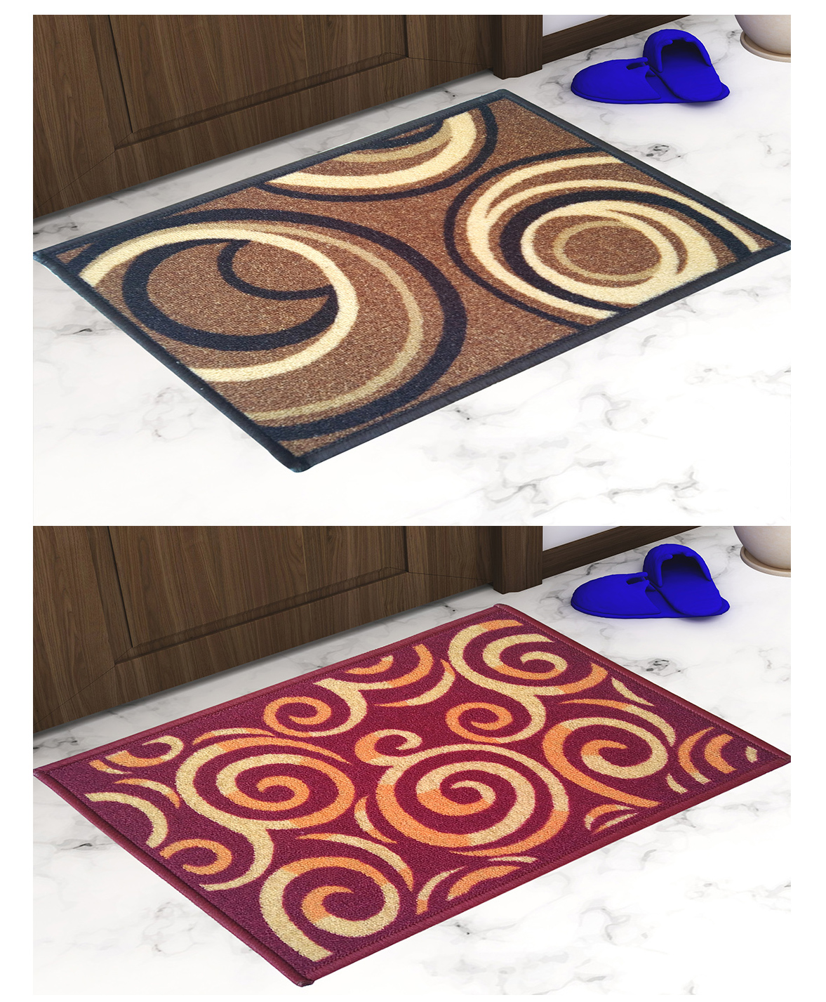 Athom Living  Premium Anti Skid Doormat Pack of 2 - Red & Maroon-picture-12
