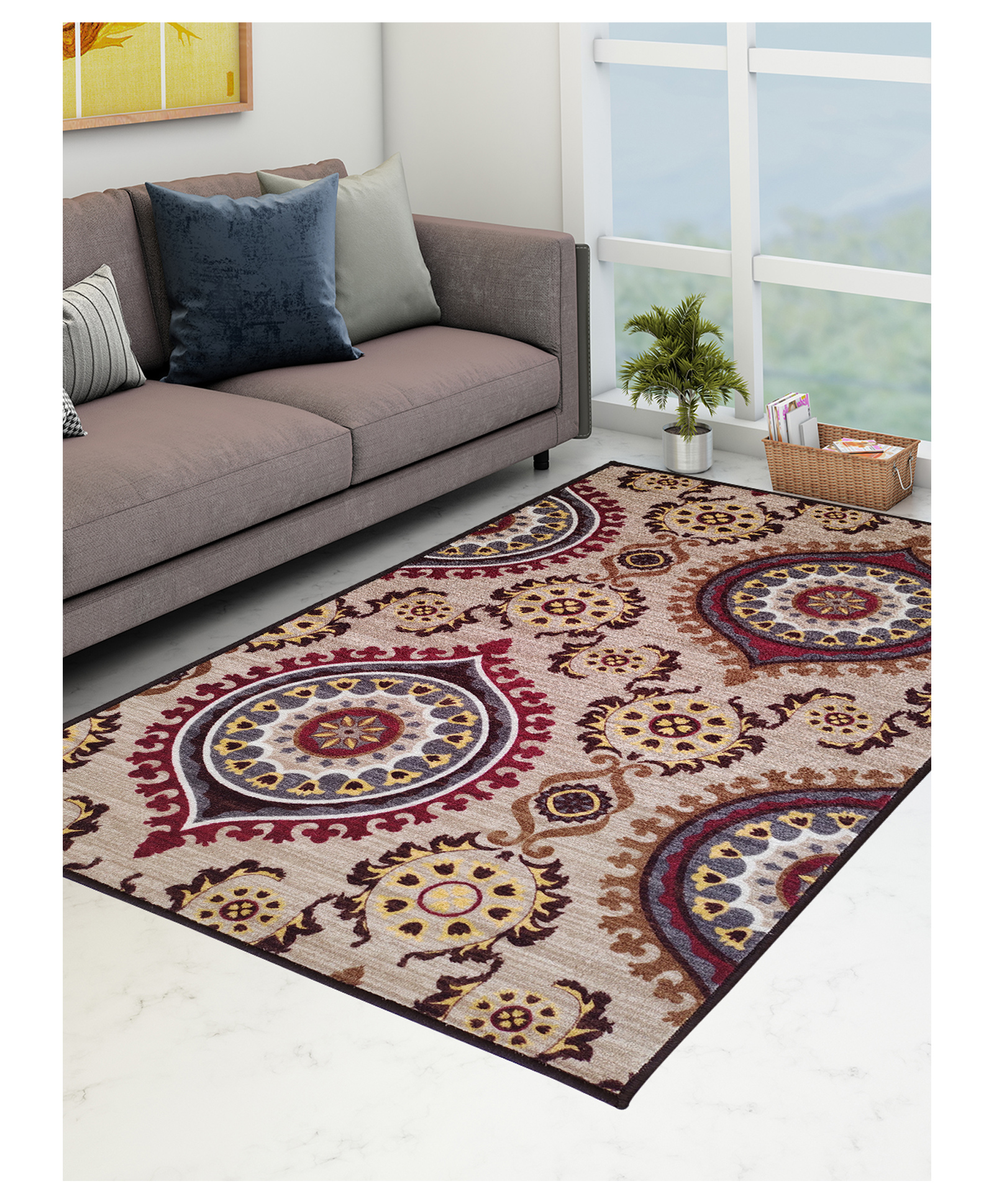 Athom Living Premium Anti Skid Carpet - Multicolor-image-3
