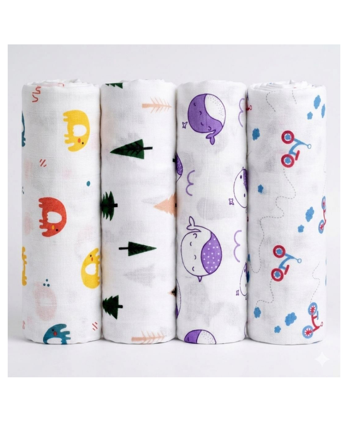 LazyToddler Organic Cotton Muslin Baby Swaddle Blue Star Pack Of 4 - Multicolor-image-36