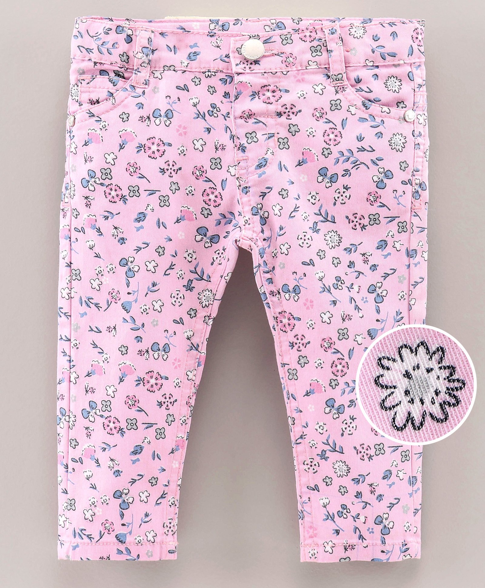Simply Premium Full Length Cotton Leggings Floral Print - Pink-picture-38