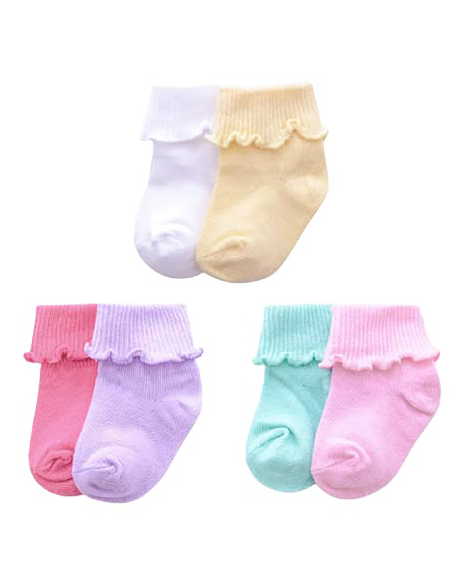 MOMISY Cotton Lace Socks Combed Pack of 4 - Multicolour-image-1