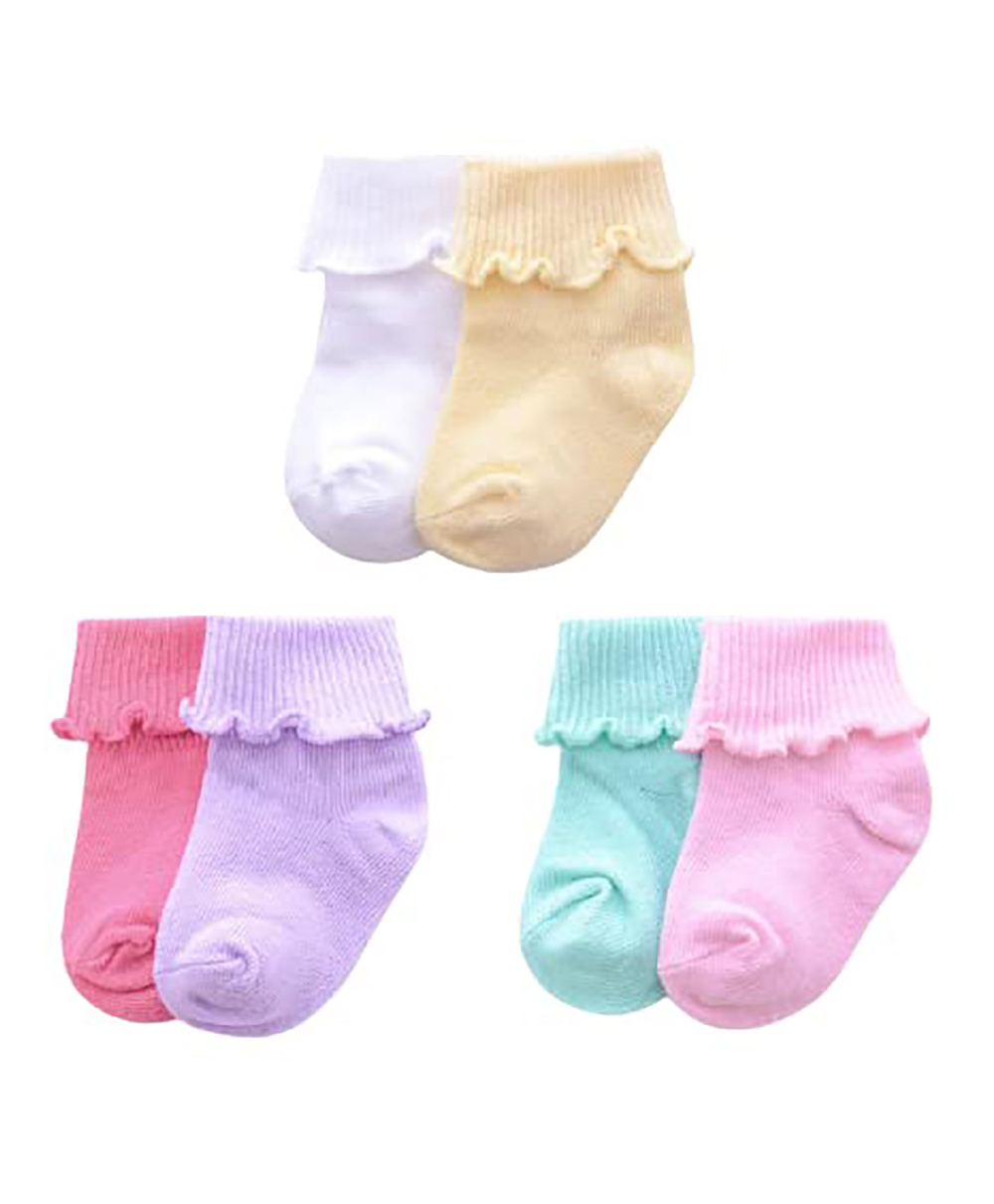 MOMISY Cotton Lace Socks Combed Pack of 4 - Multicolour-picture-40