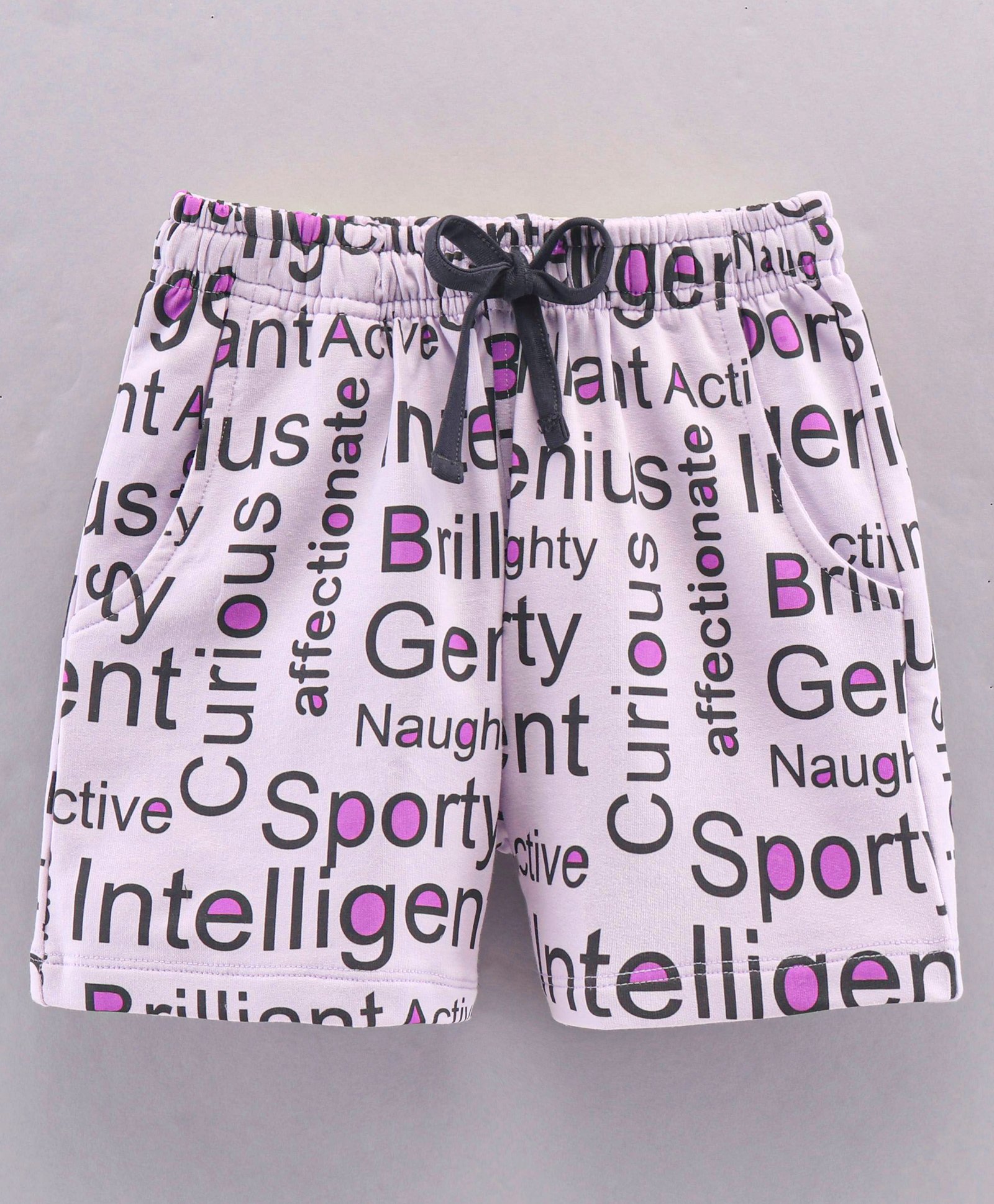 Doreme Mid Thigh Shorts Text Print - Purple-image-43