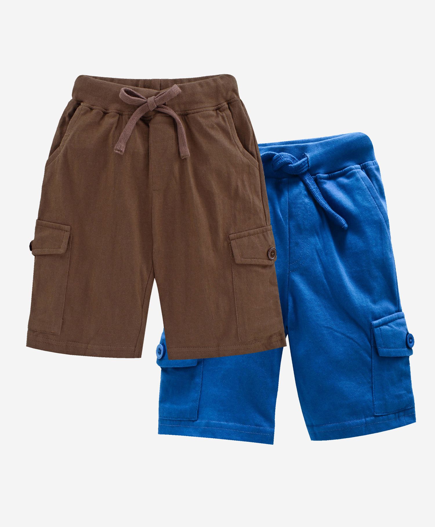 Kiddopanti Solid Shorts Pack Of 2 - Coffee Brown And Royal Blue-image-10