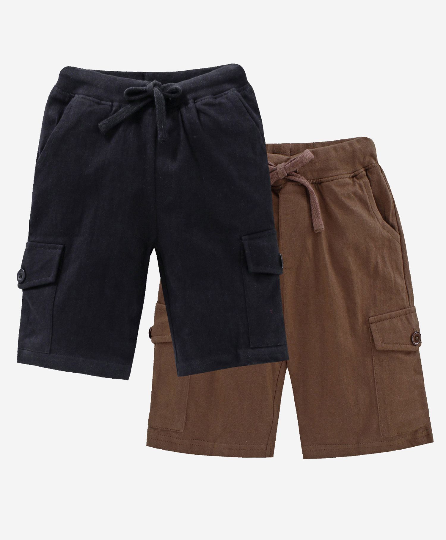 Kiddopanti Solid Shorts Pack Of 2 - Black And Brown-picture-35