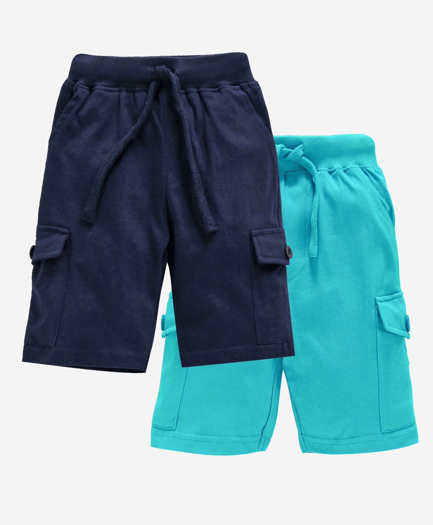 Kiddopanti Solid Shorts Pack Of 2 - Navy Blue And Aqua Blue-picture-22