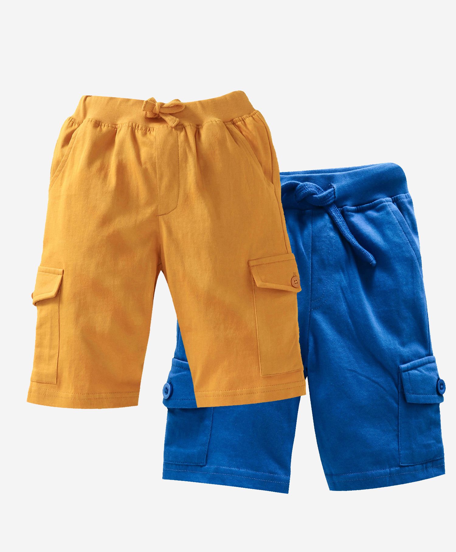Kiddopanti Solid Shorts Pack Of 2 - Mustard Yellow And Royal Blue-image-37