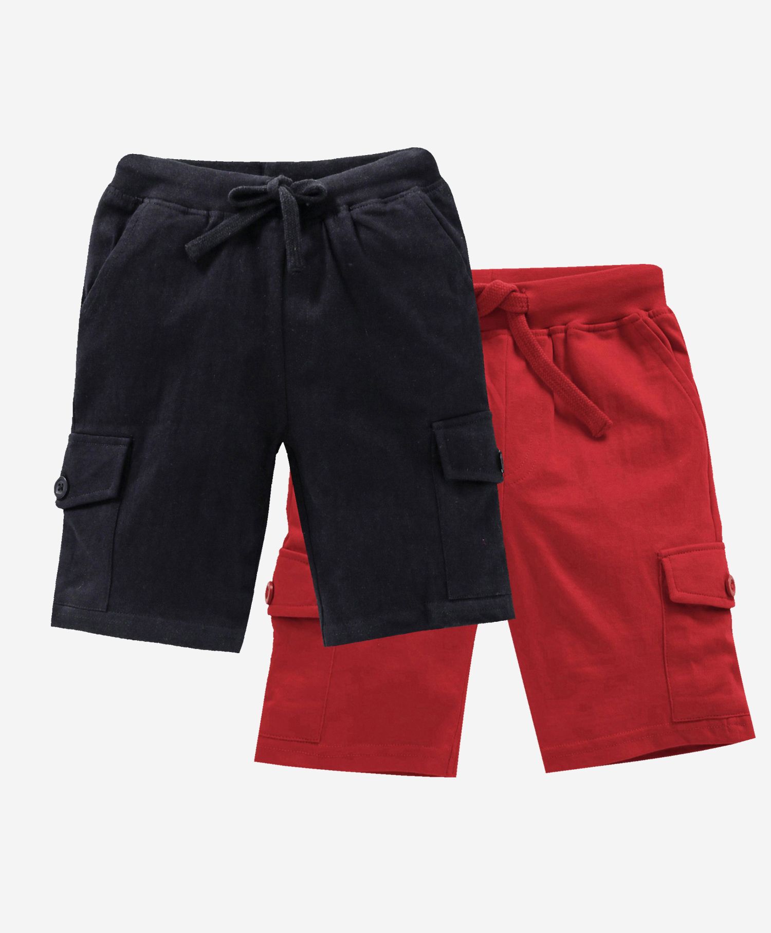 Kiddopanti Solid Shorts Pack Of 2 - Red And Mustard Yellow-picture-27