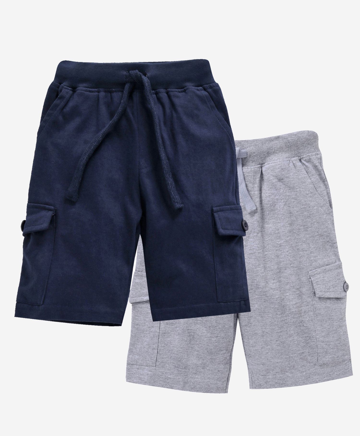 Kiddopanti Solid Shorts Pack Of 2 - Navy Blue And Grey-picture-27