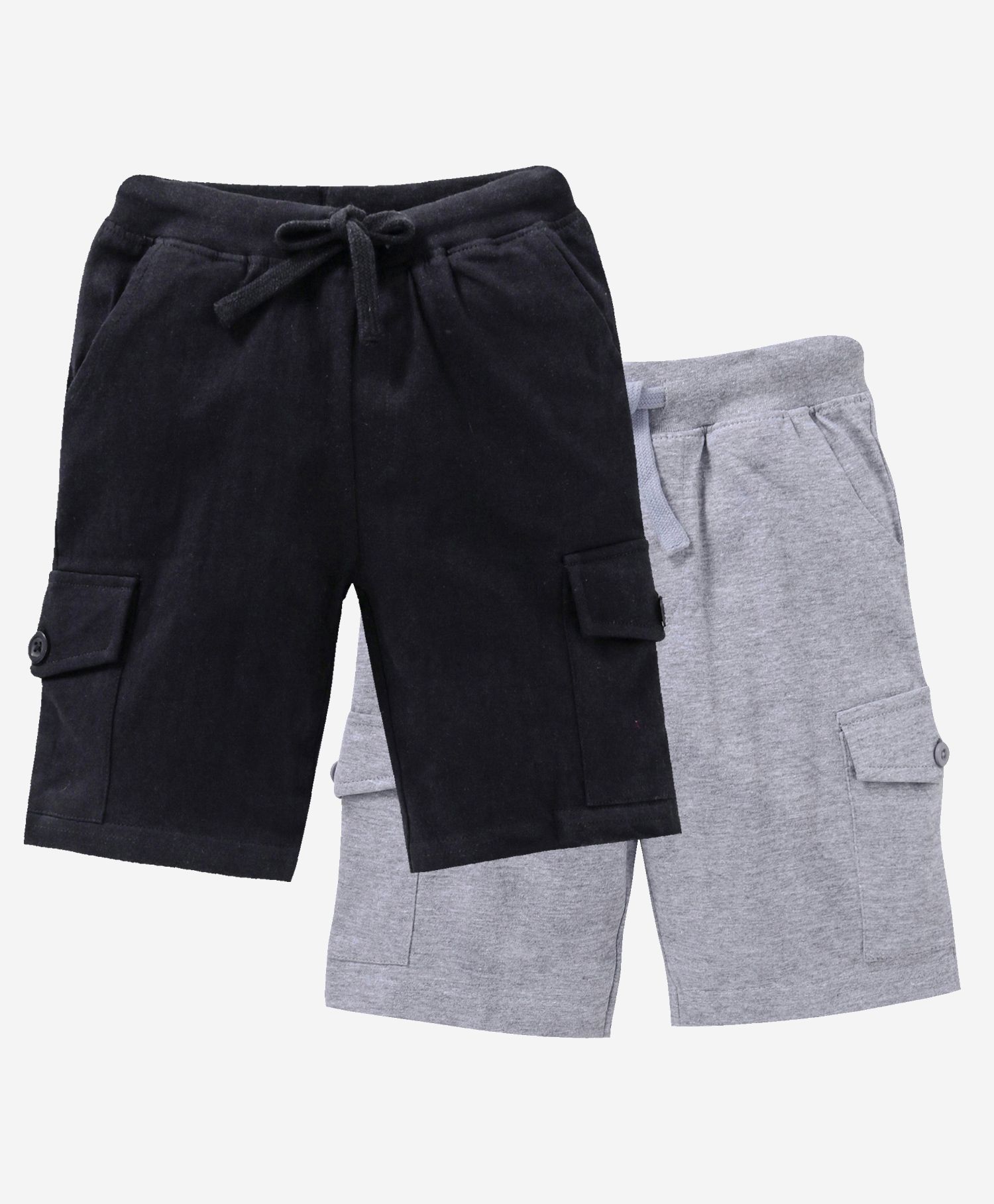 Kiddopanti Solid Shorts Pack Of 2 - Black And Grey-image-40