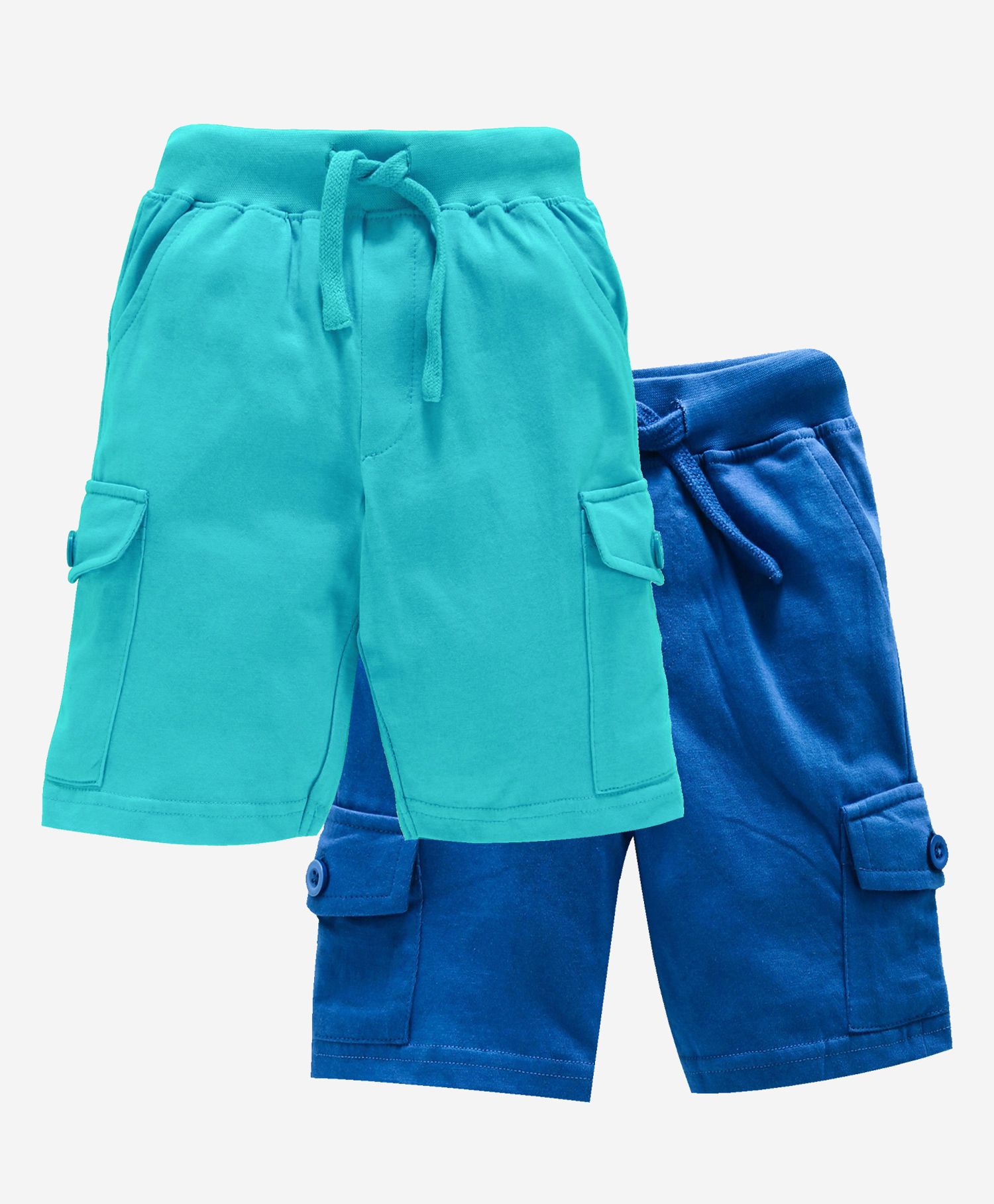 Kiddopanti Solid Shorts Pack Of 2 - Aqua Blue And Royal Blue-picture-16