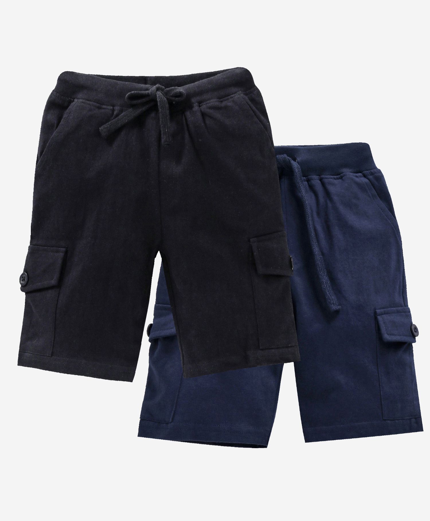 Kiddopanti Solid Shorts Pack Of 2 - Black And Navy Blue-picture-11
