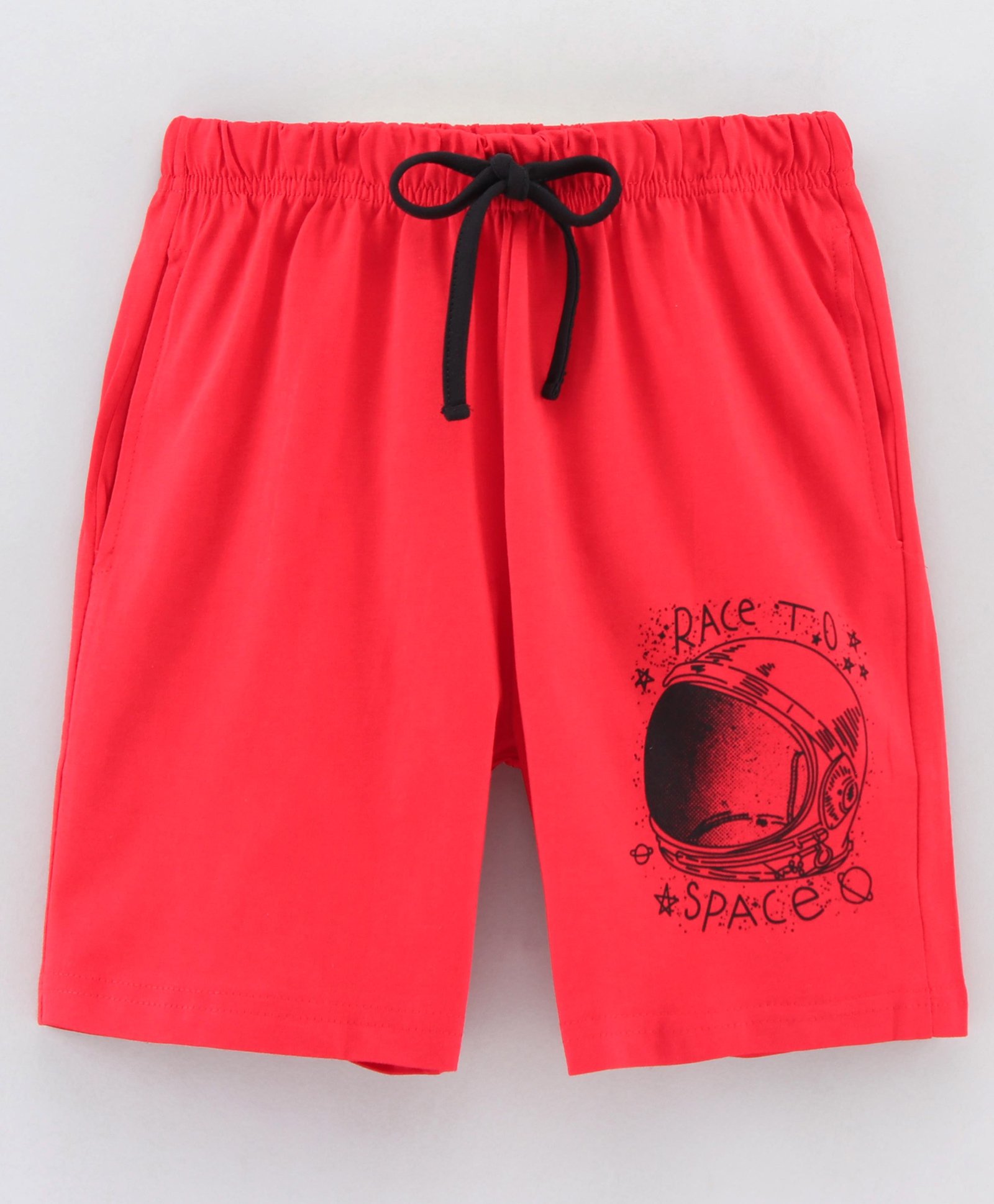 Grab It Shorts With Drawstring Race to Space Print - Red-image-16