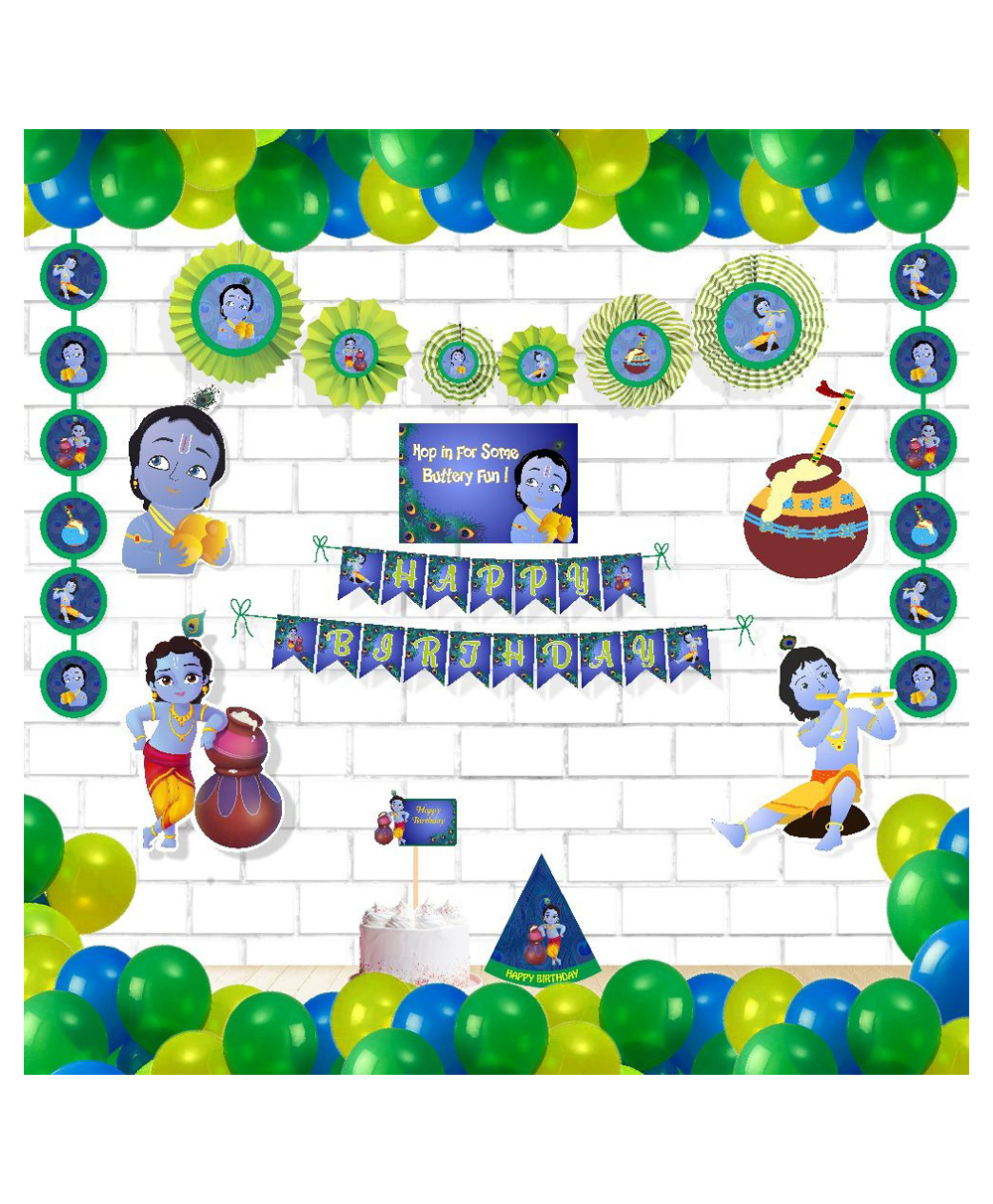Untumble Lord Krishna Themed Birthday Kit Multicolor - Pack of 56-image-46