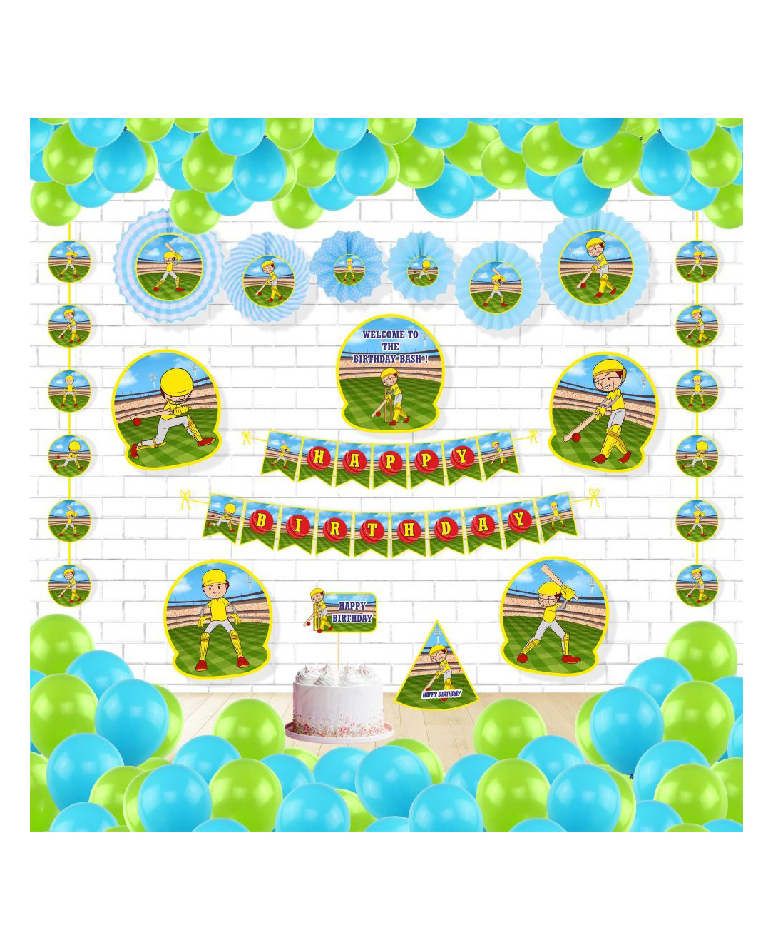 Untumble Cricket Themed Birthday Kit - Multicolor-image-47