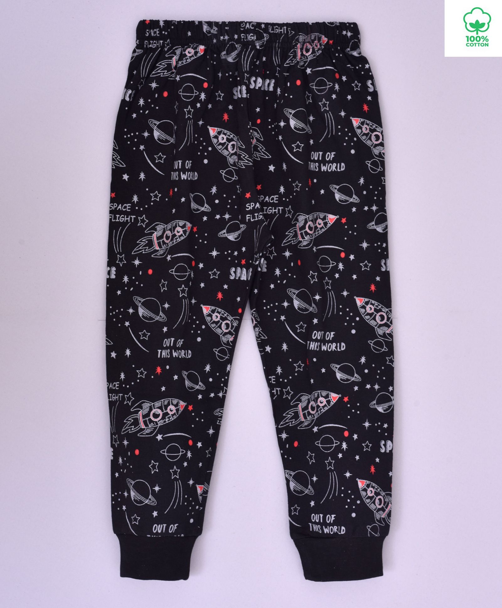 Kiwi Full Length Spacecraft Print Unisex Lounge Pants - Black-picture-27