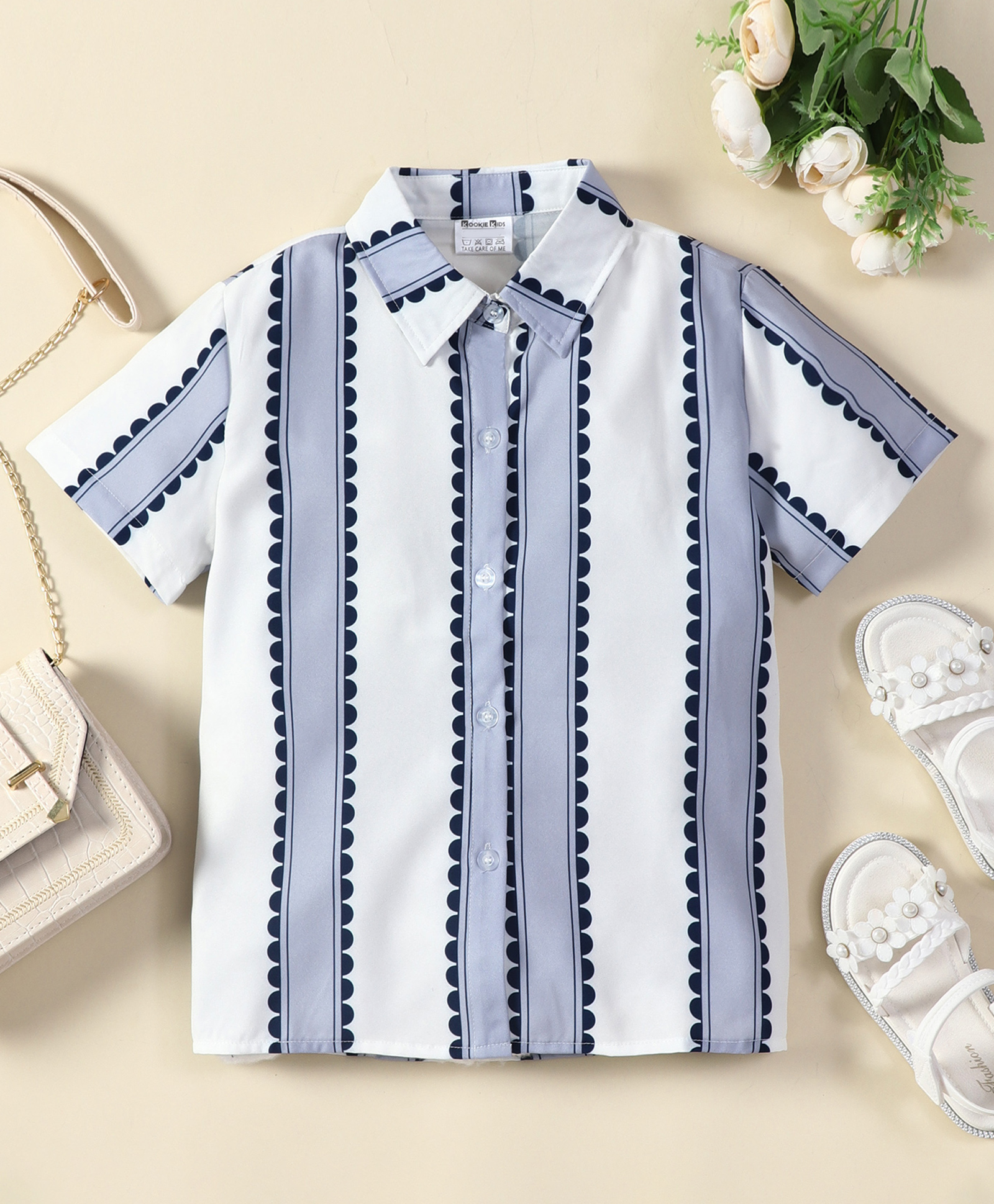 Kookie Kids Half Sleeve Striped Top - Blue-picture-12