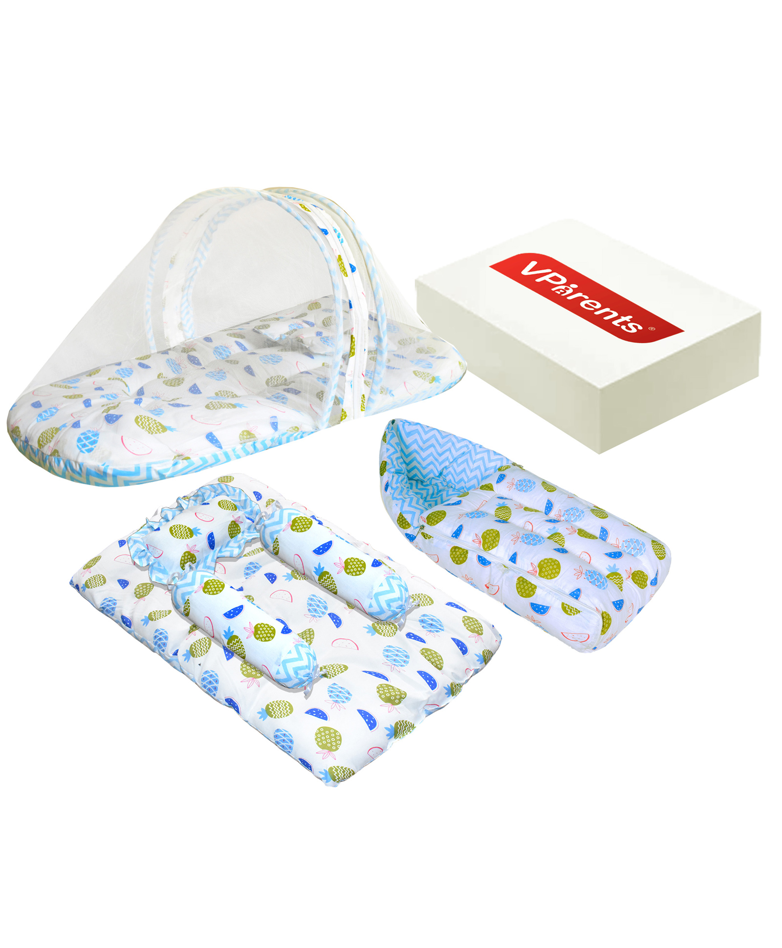 VParents Fruity Baby 4 Piece Bedding Set with Pillow and Bolsters Sleeping Bag and Bedding Set - Blue-picture-24